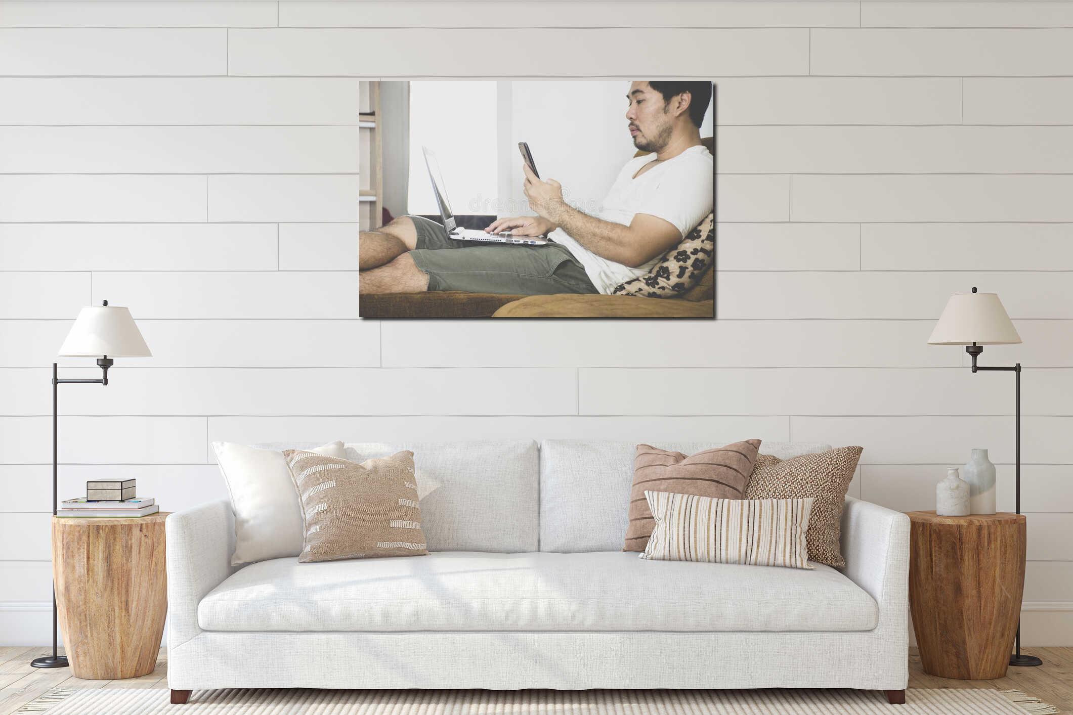 Canvas hanging interior mockup