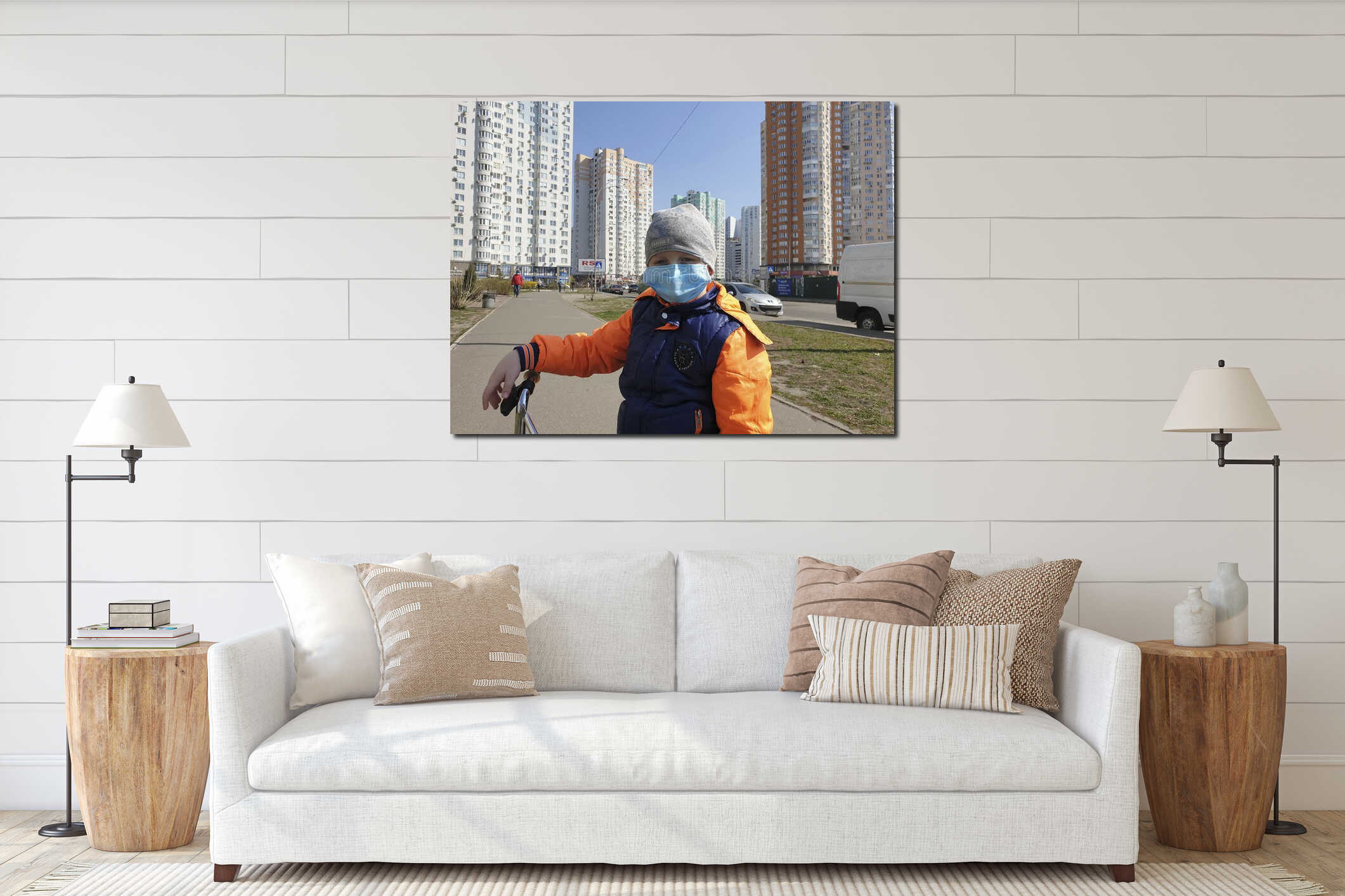 Canvas hanging interior mockup