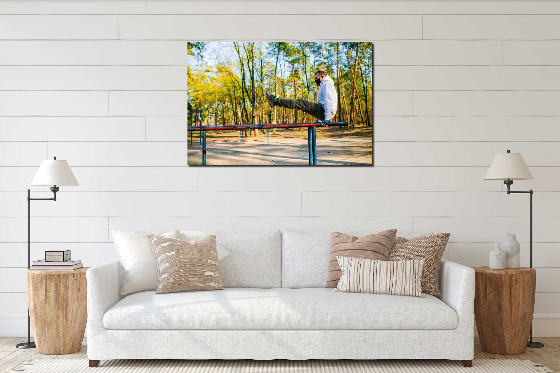 Canvas hanging interior mockup