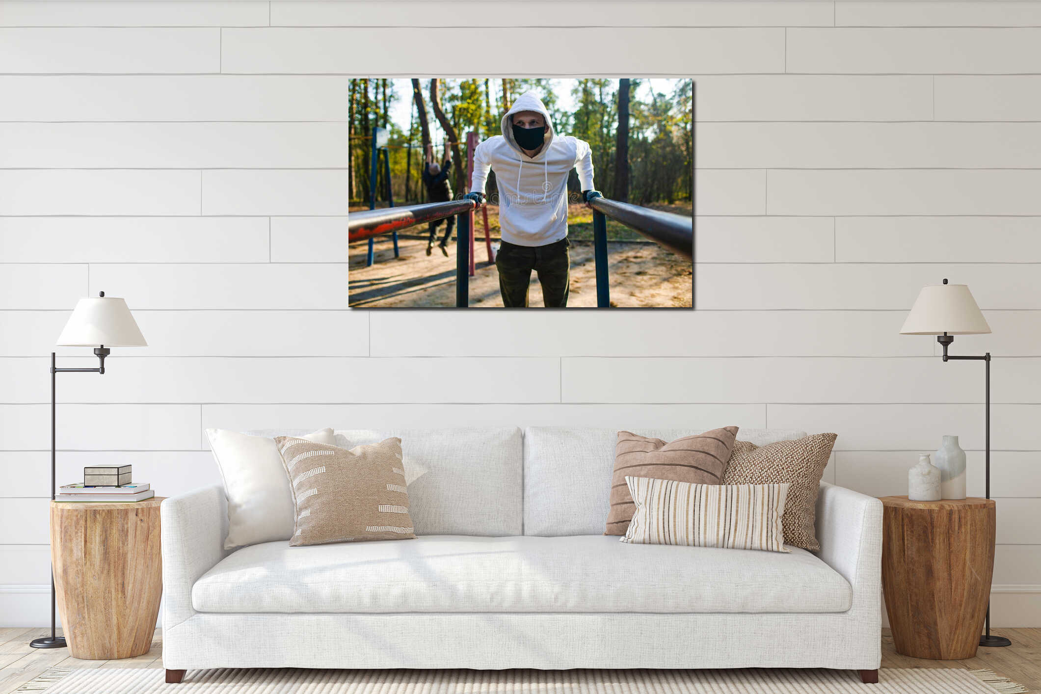 Canvas hanging interior mockup