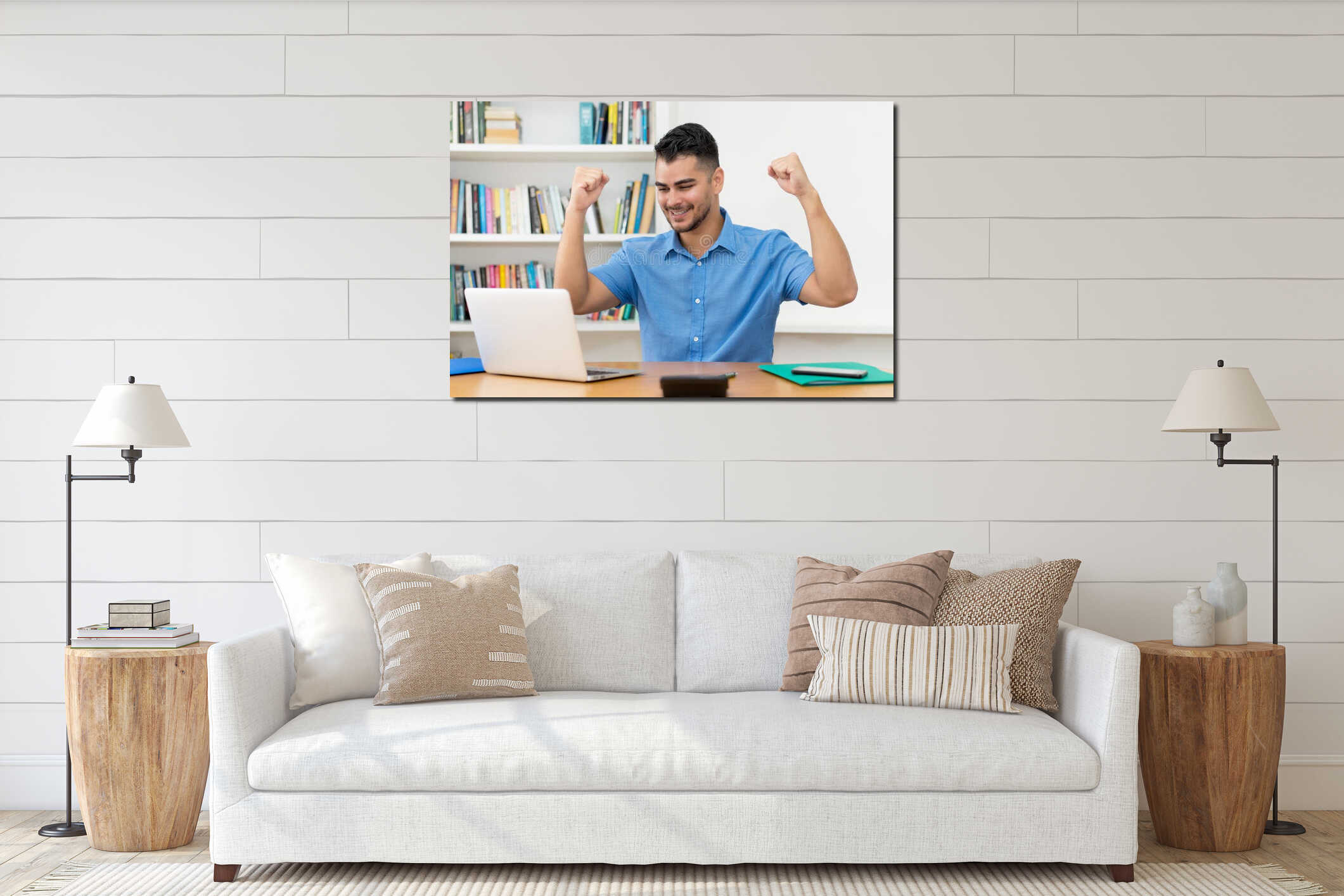 Canvas hanging interior mockup