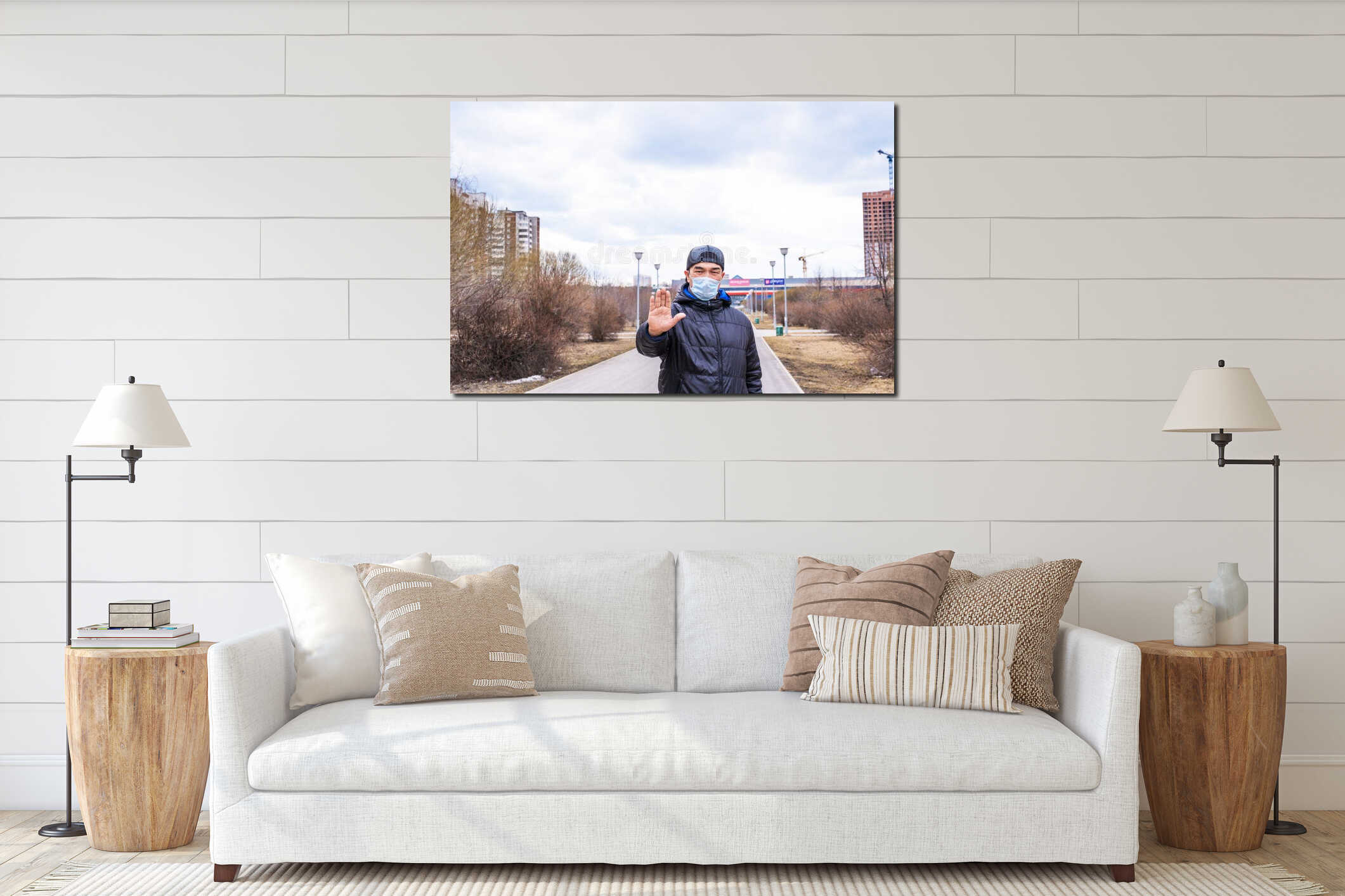 Canvas hanging interior mockup
