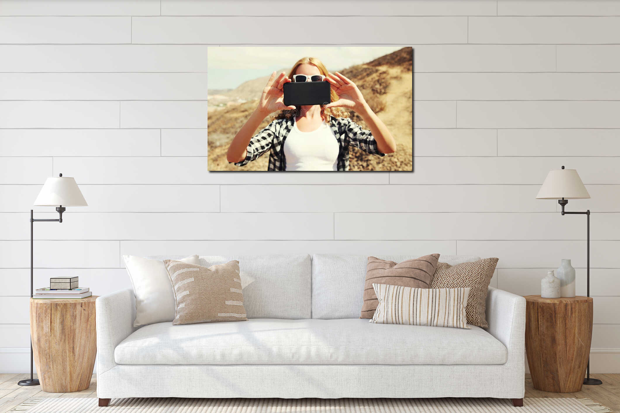 Canvas hanging interior mockup