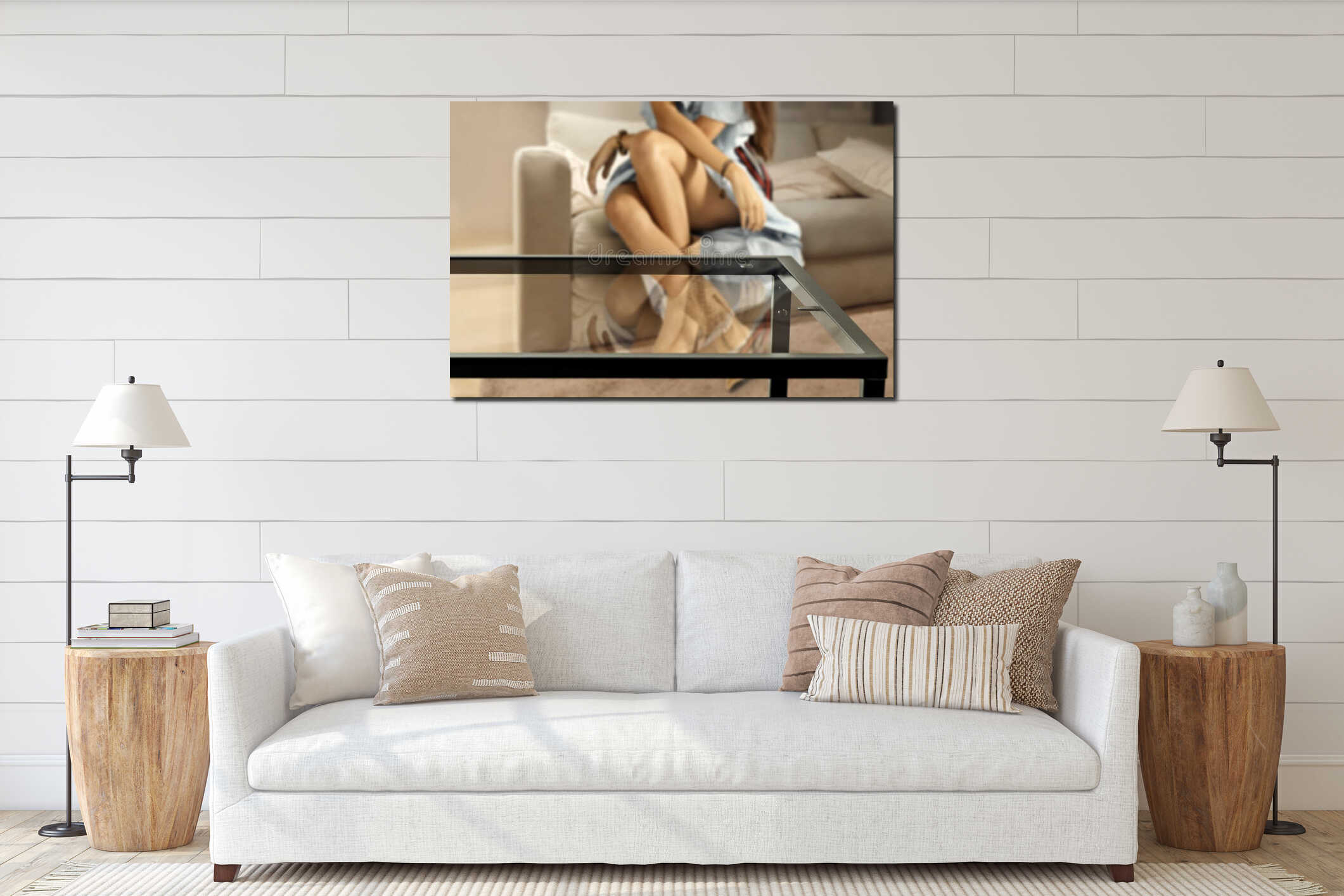 Canvas hanging interior mockup