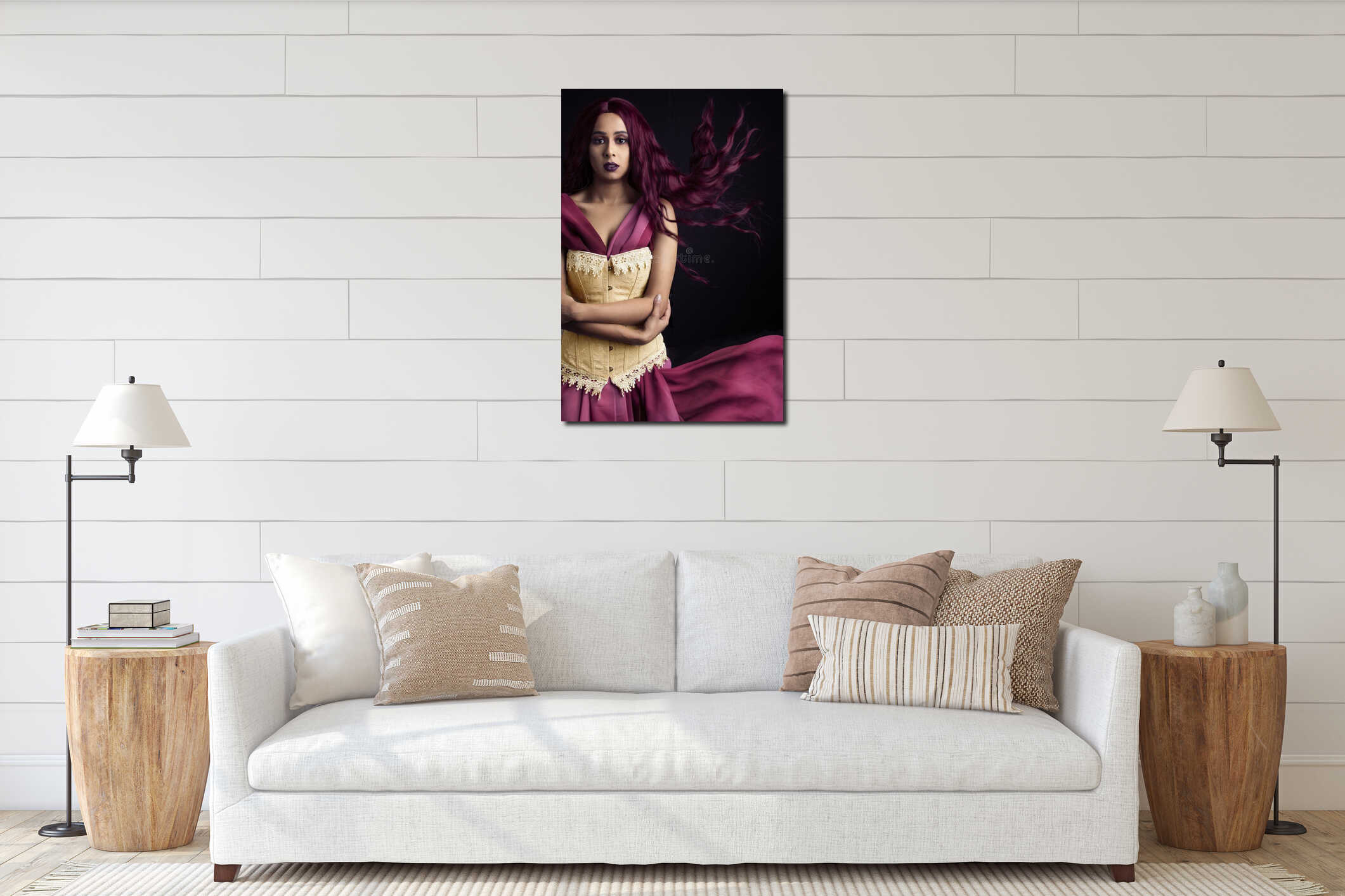 Canvas hanging interior mockup