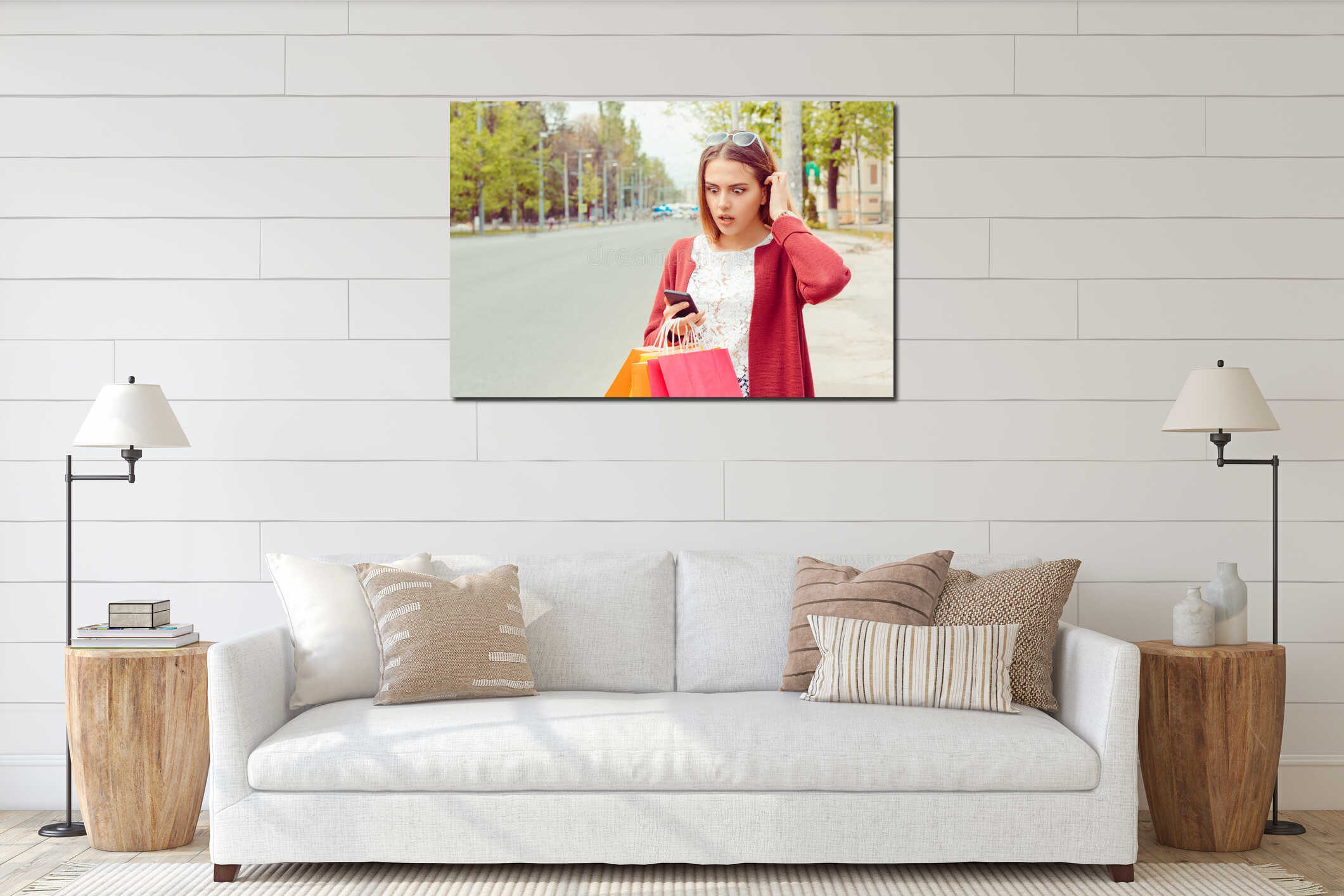 Canvas hanging interior mockup