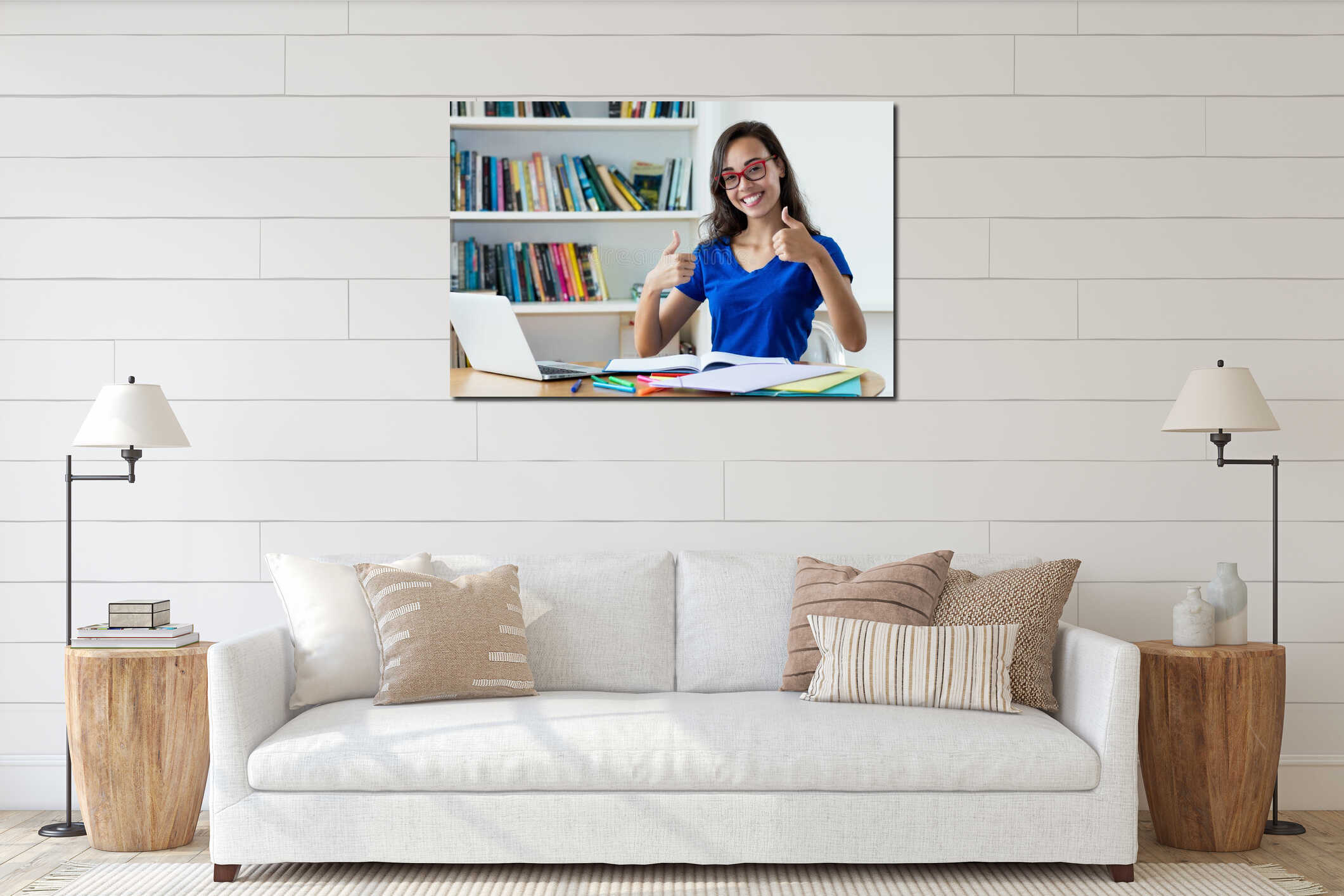 Canvas hanging interior mockup