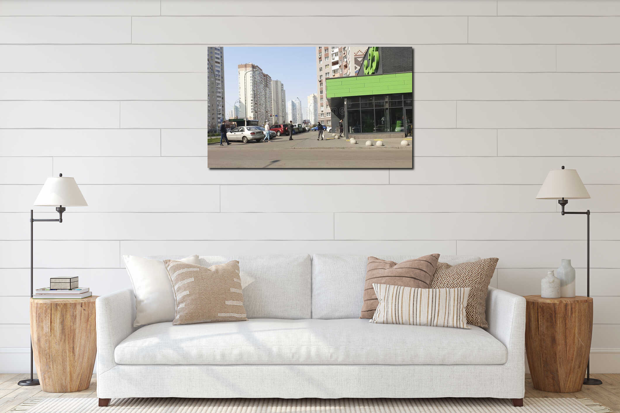 Canvas hanging interior mockup