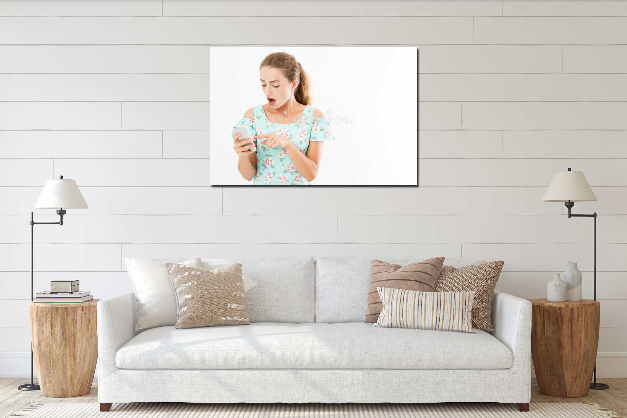Canvas hanging interior mockup