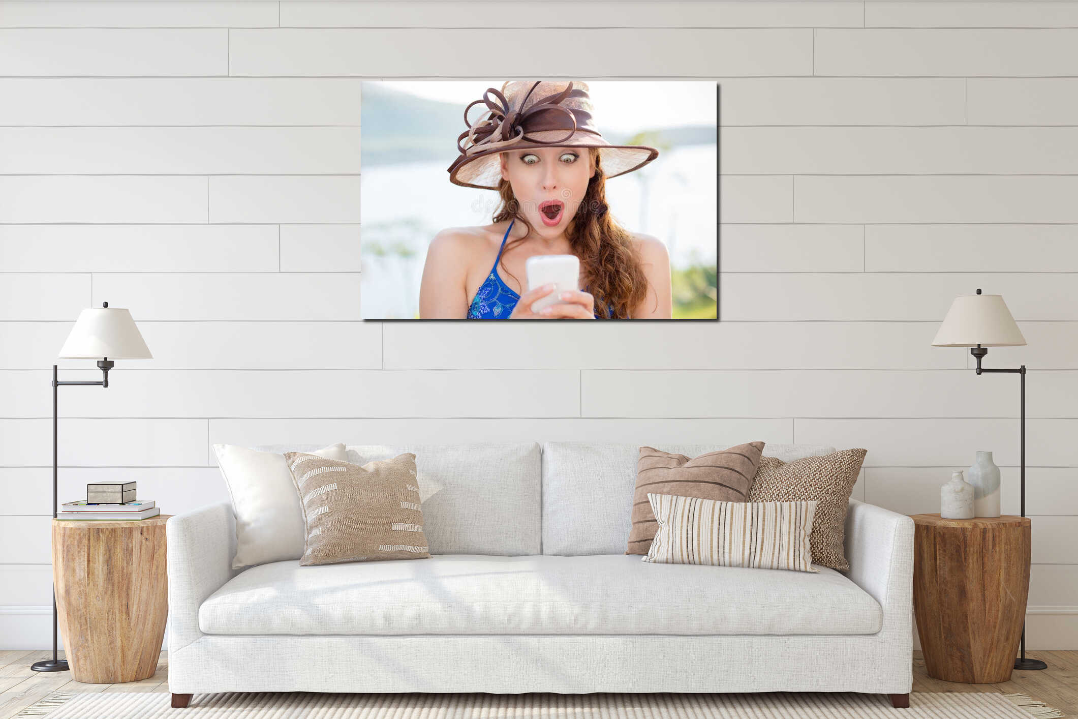 Canvas hanging interior mockup