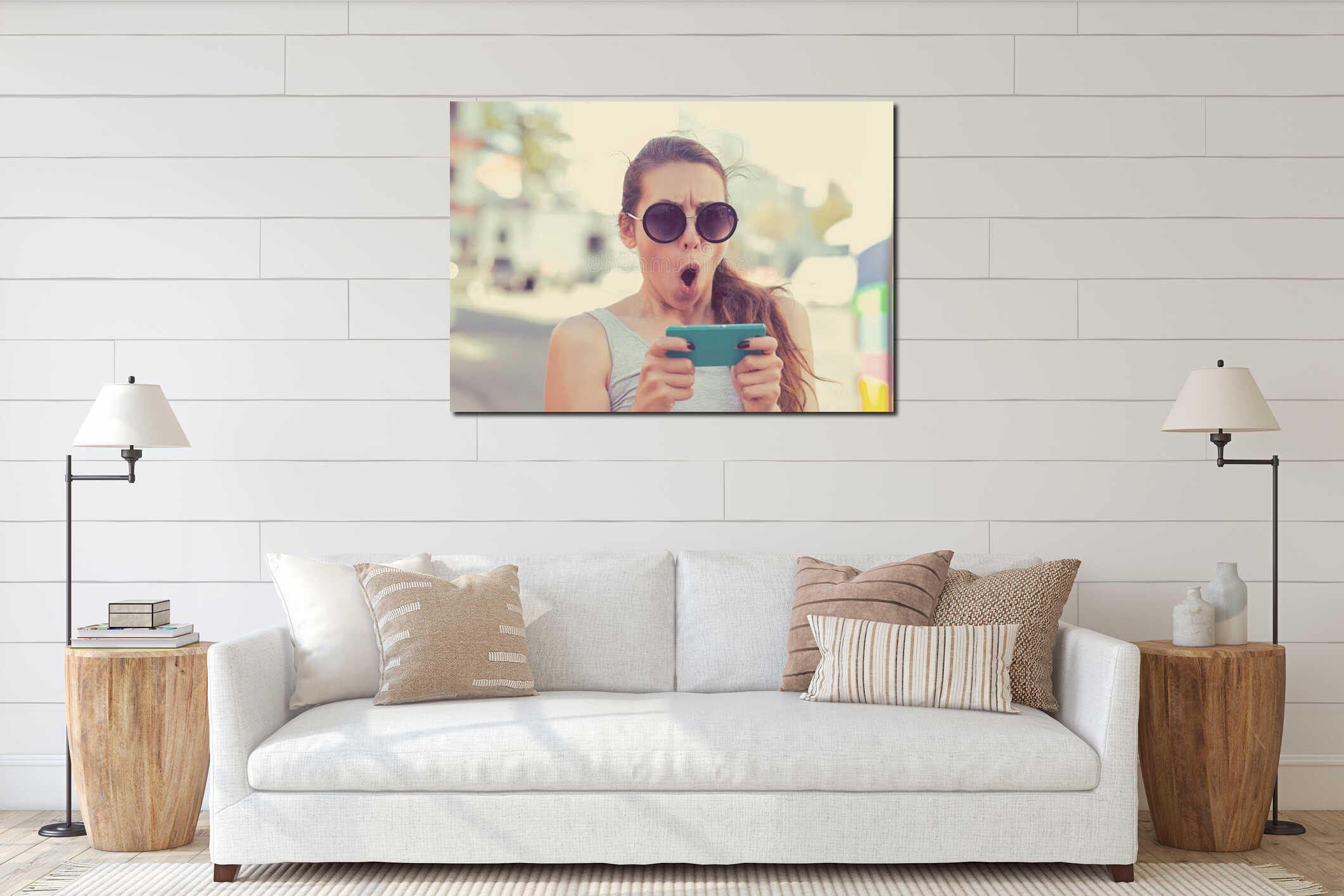 Canvas hanging interior mockup