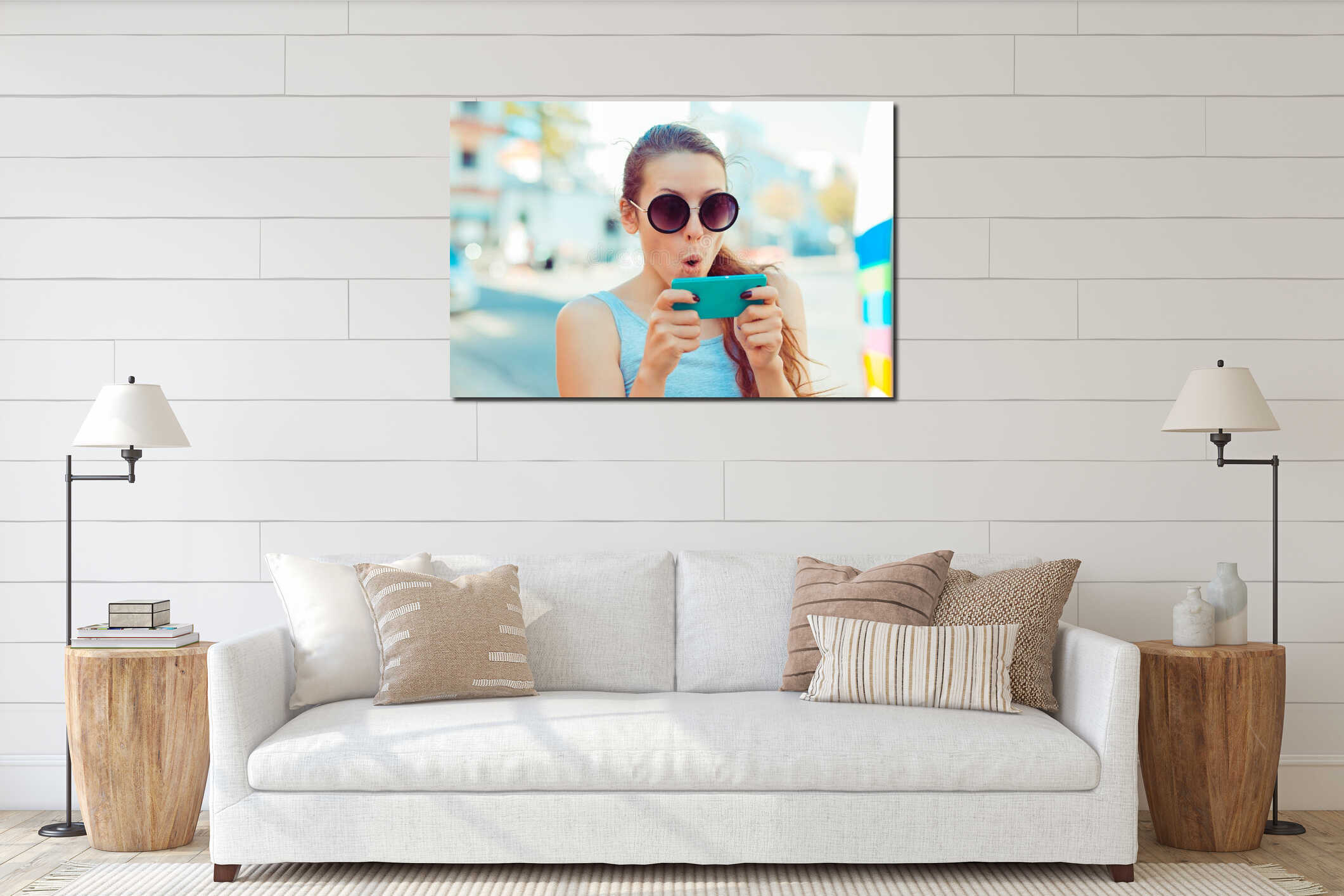 Canvas hanging interior mockup