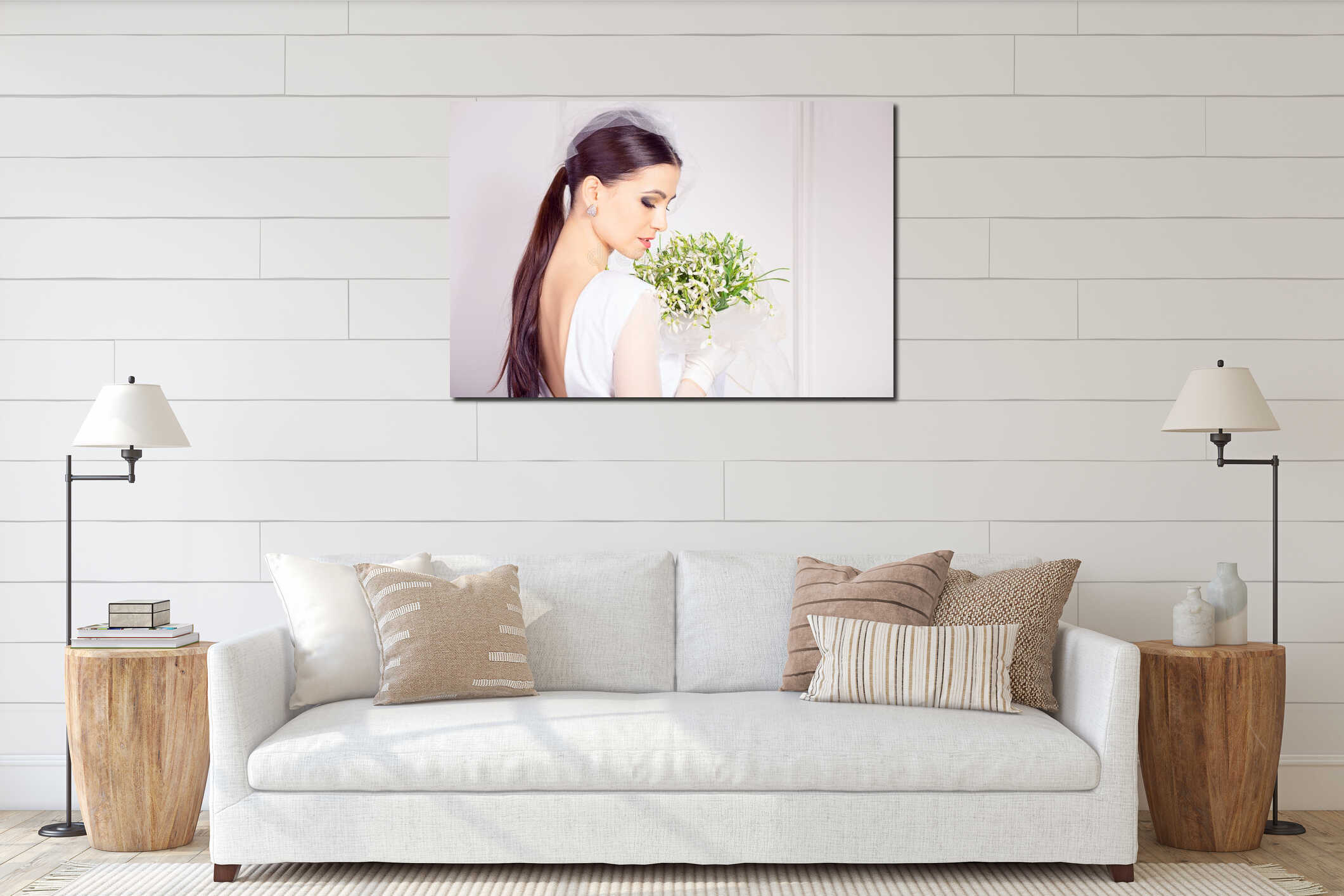 Canvas hanging interior mockup