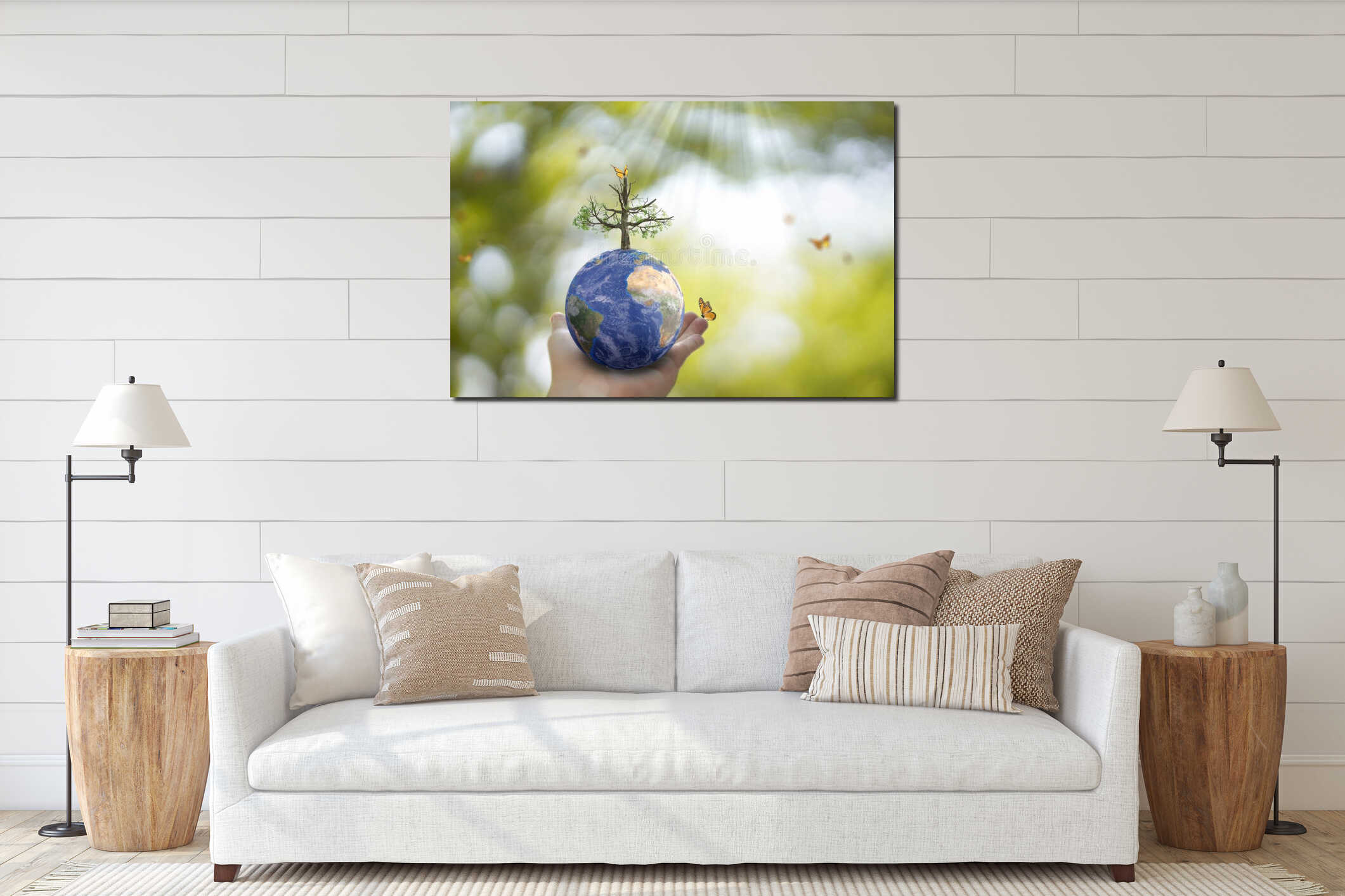 Canvas hanging interior mockup