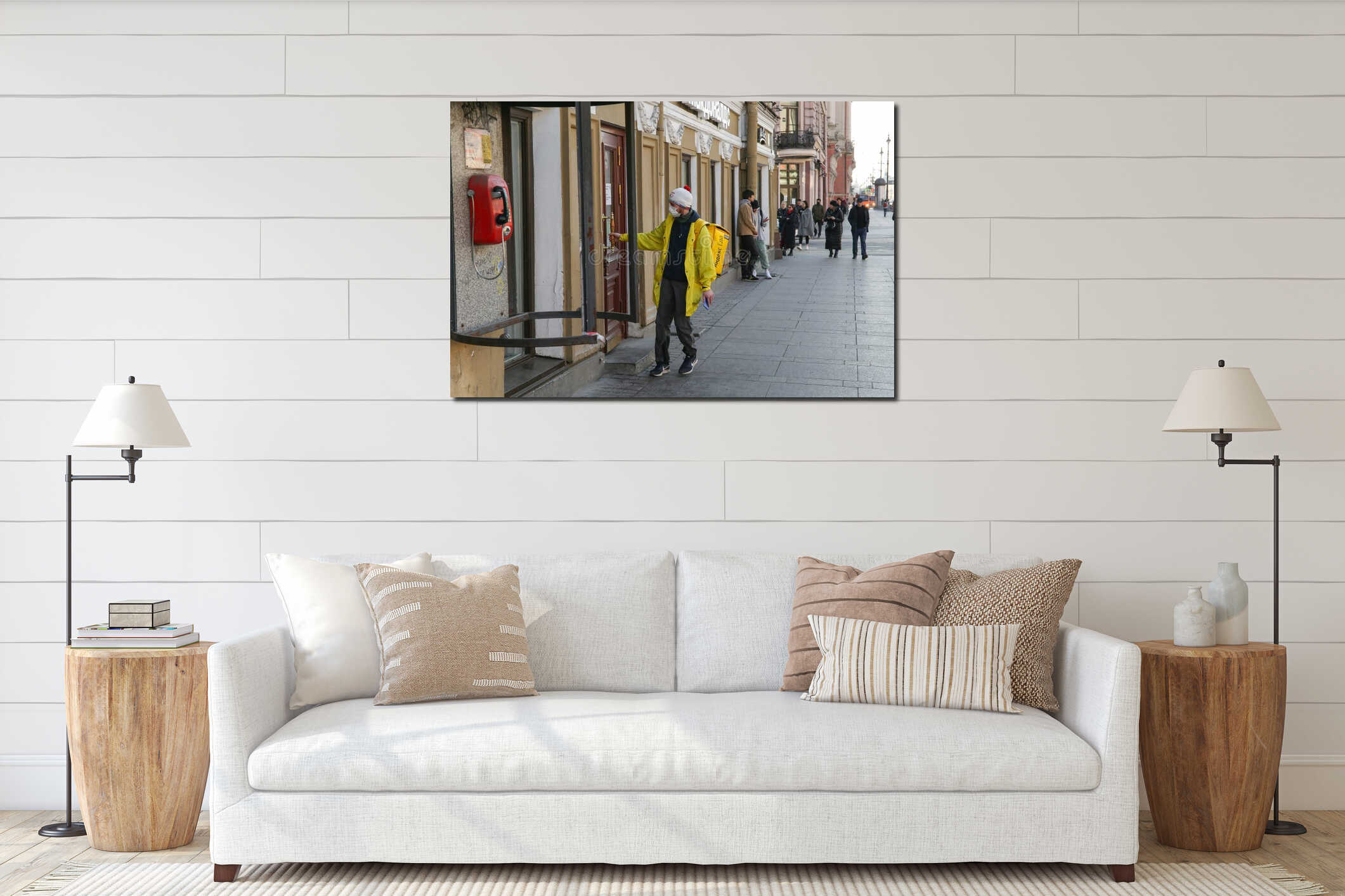 Canvas hanging interior mockup