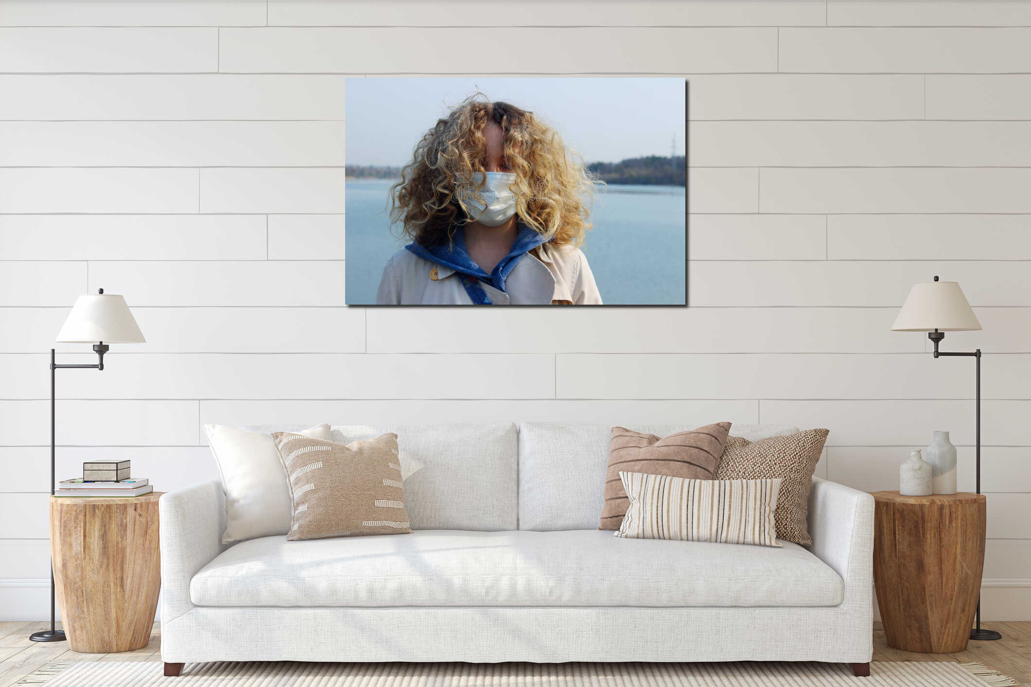 Canvas hanging interior mockup