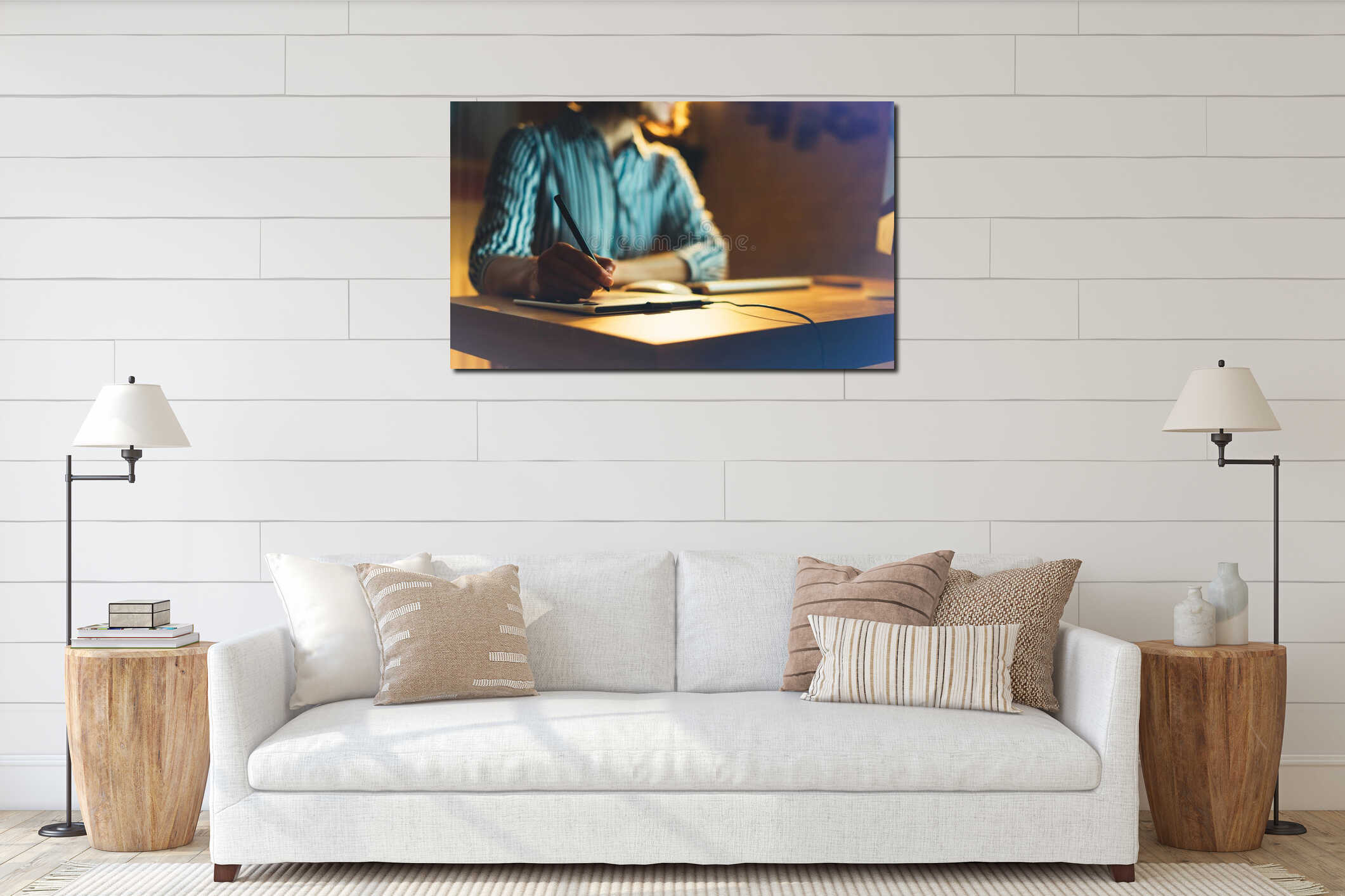 Canvas hanging interior mockup