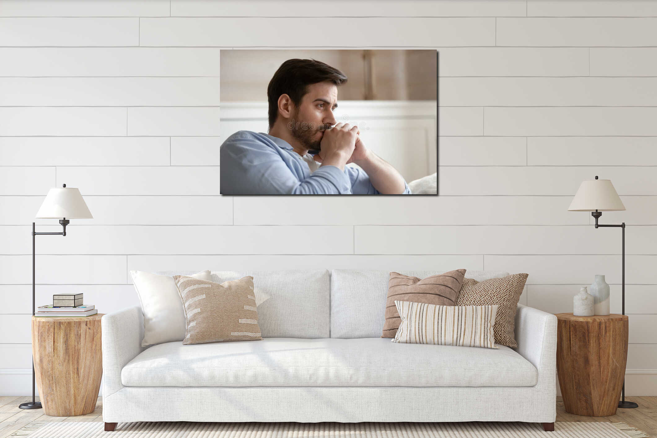 Canvas hanging interior mockup