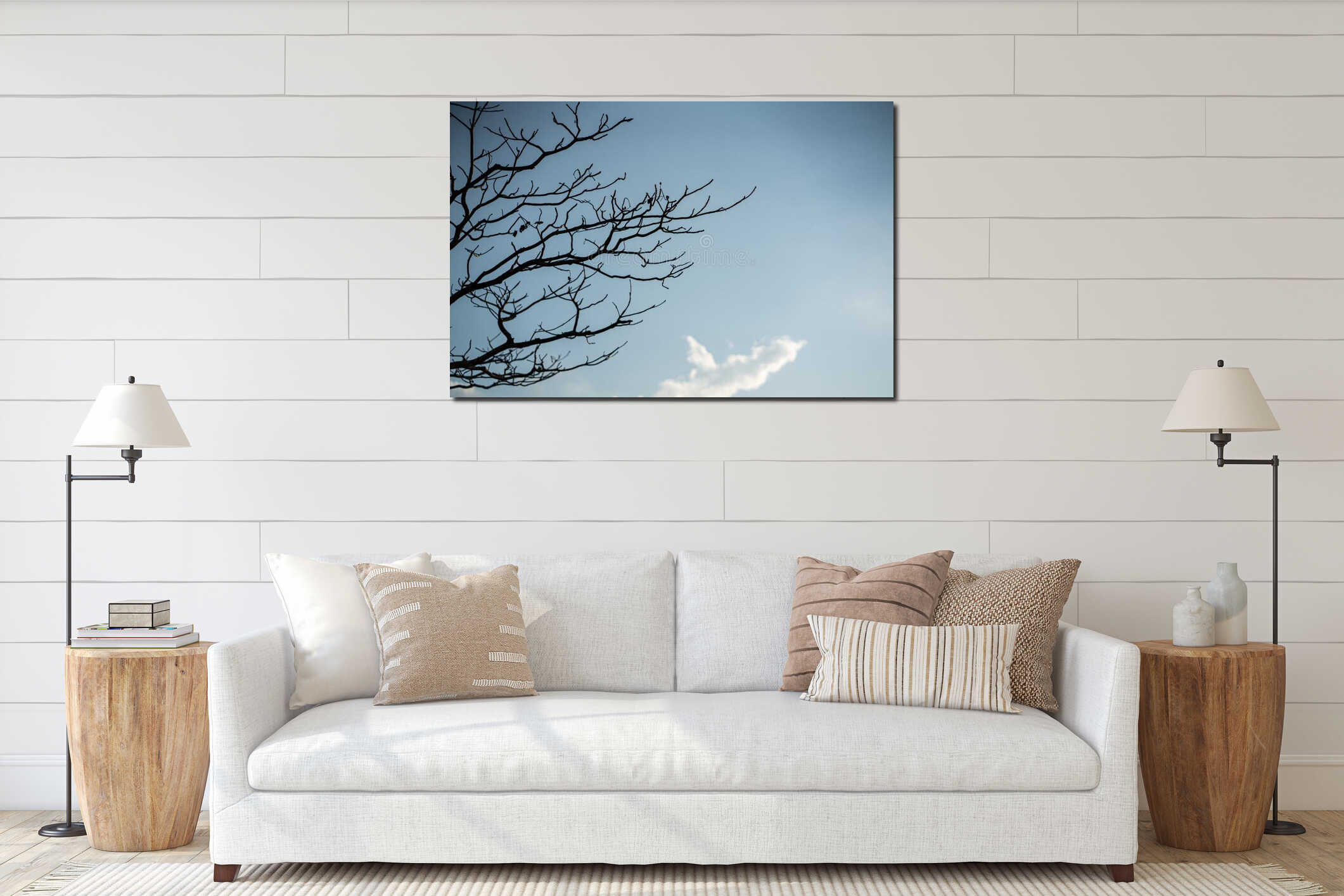 Canvas hanging interior mockup