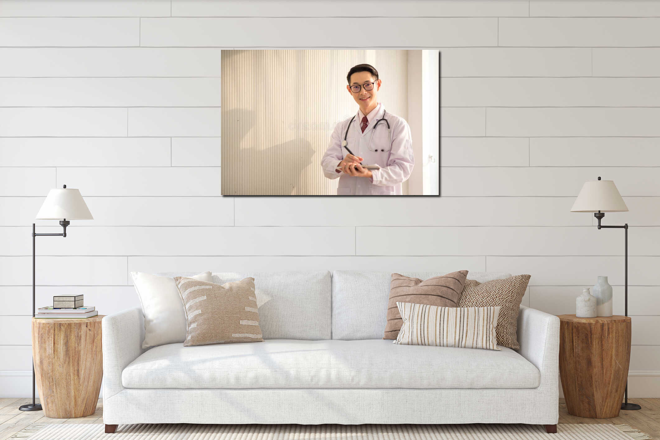 Canvas hanging interior mockup