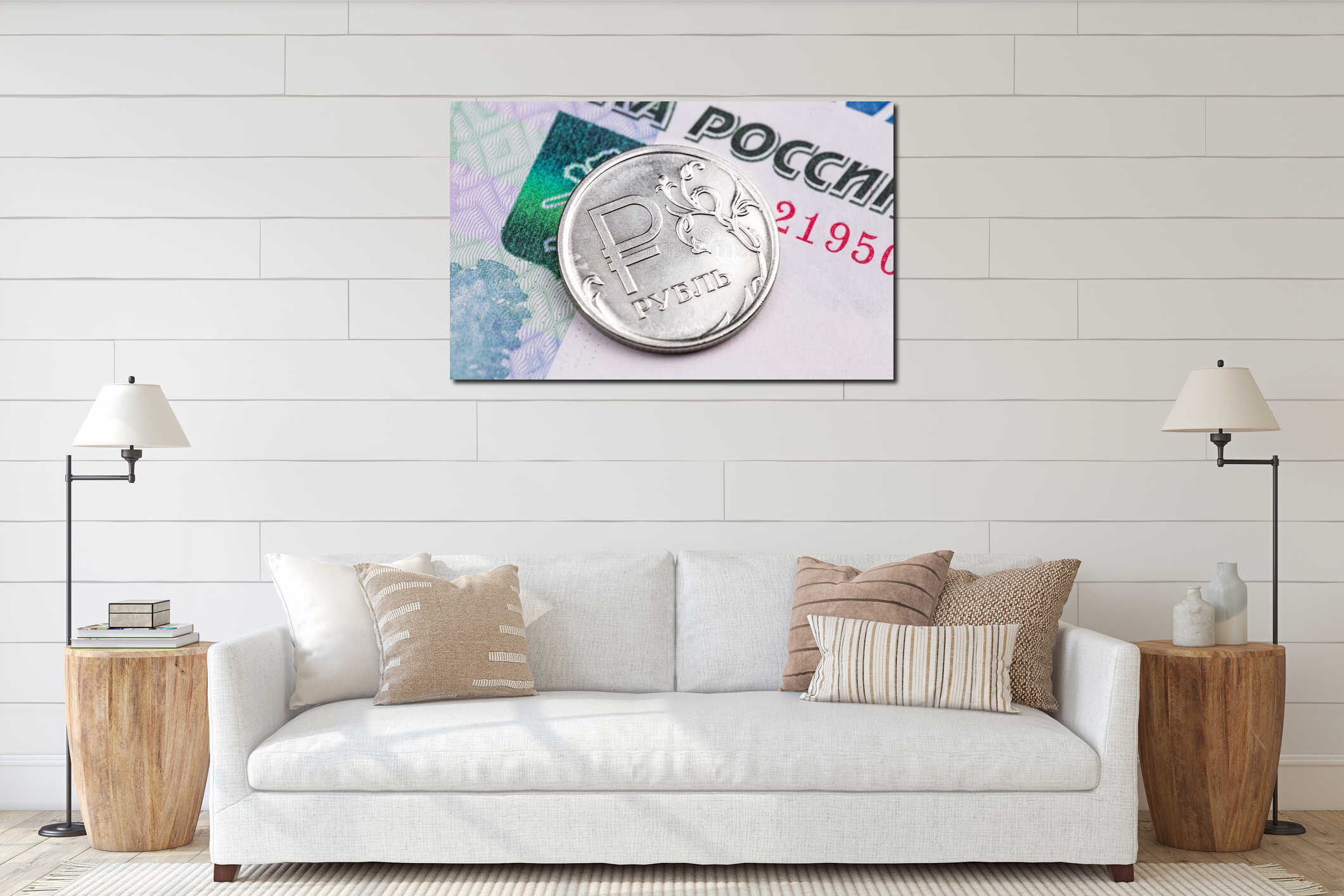 Canvas hanging interior mockup