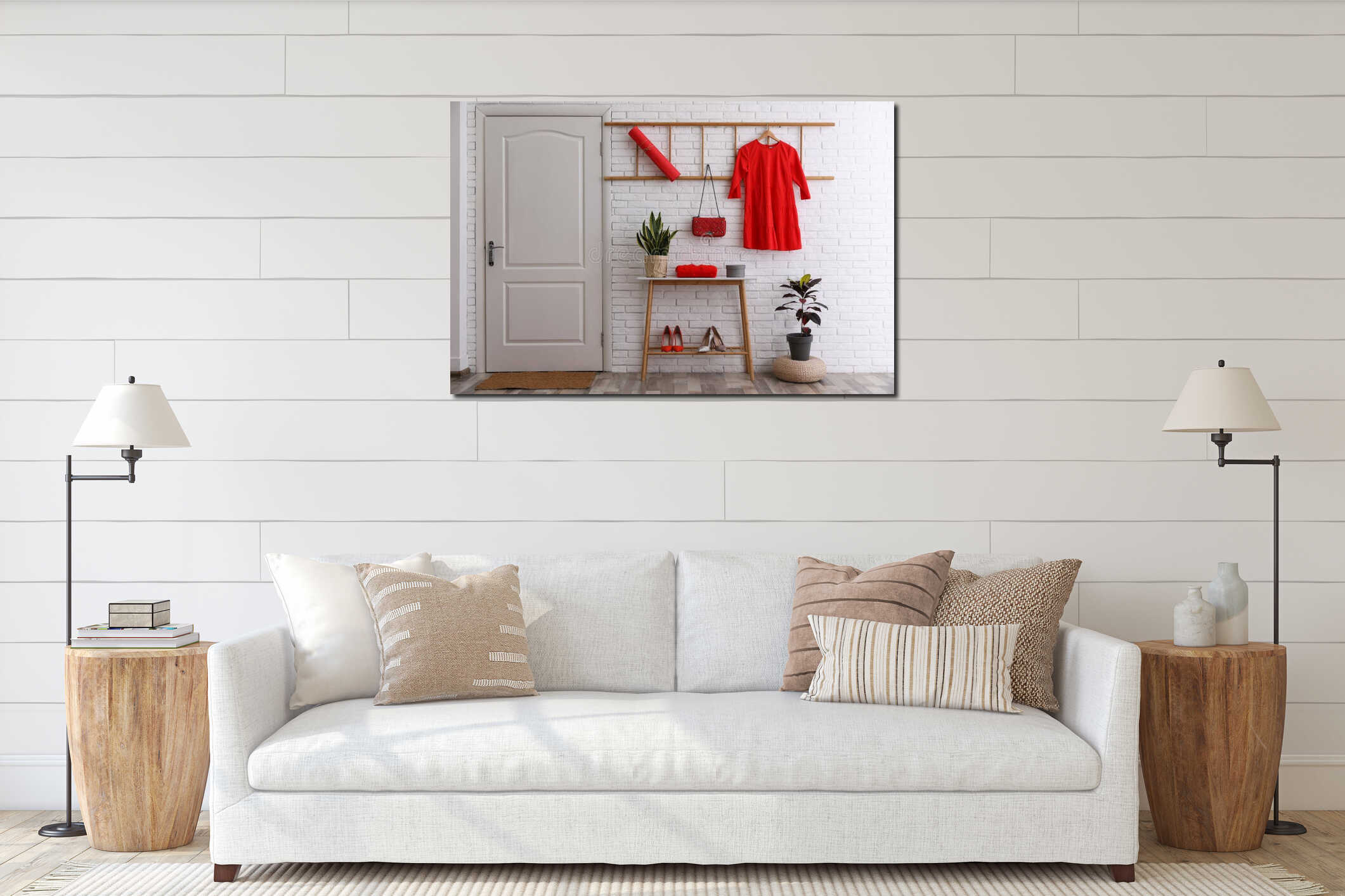 Canvas hanging interior mockup