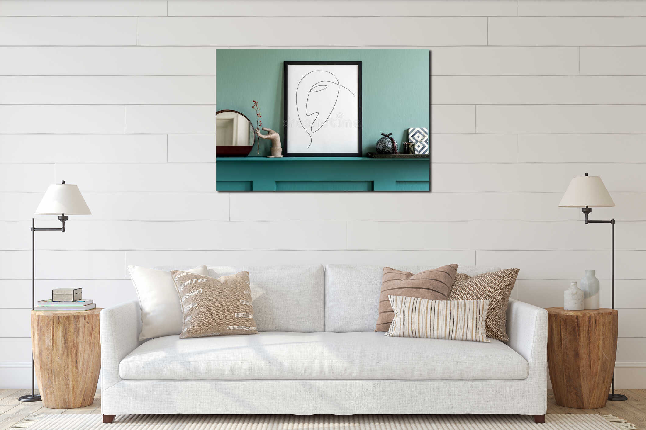 Canvas hanging interior mockup