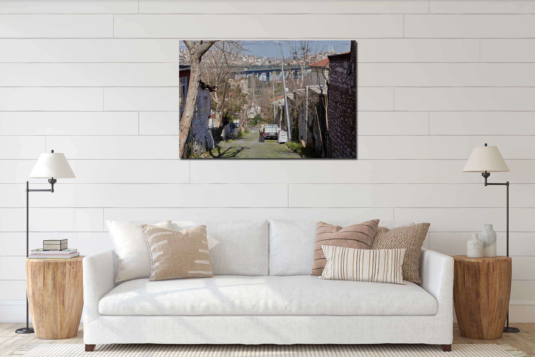 Canvas hanging interior mockup