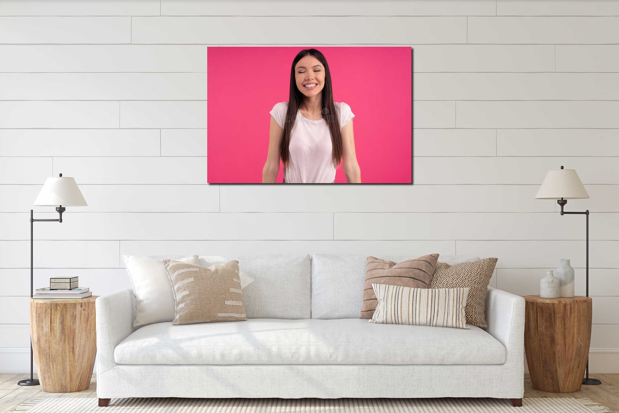 Canvas hanging interior mockup
