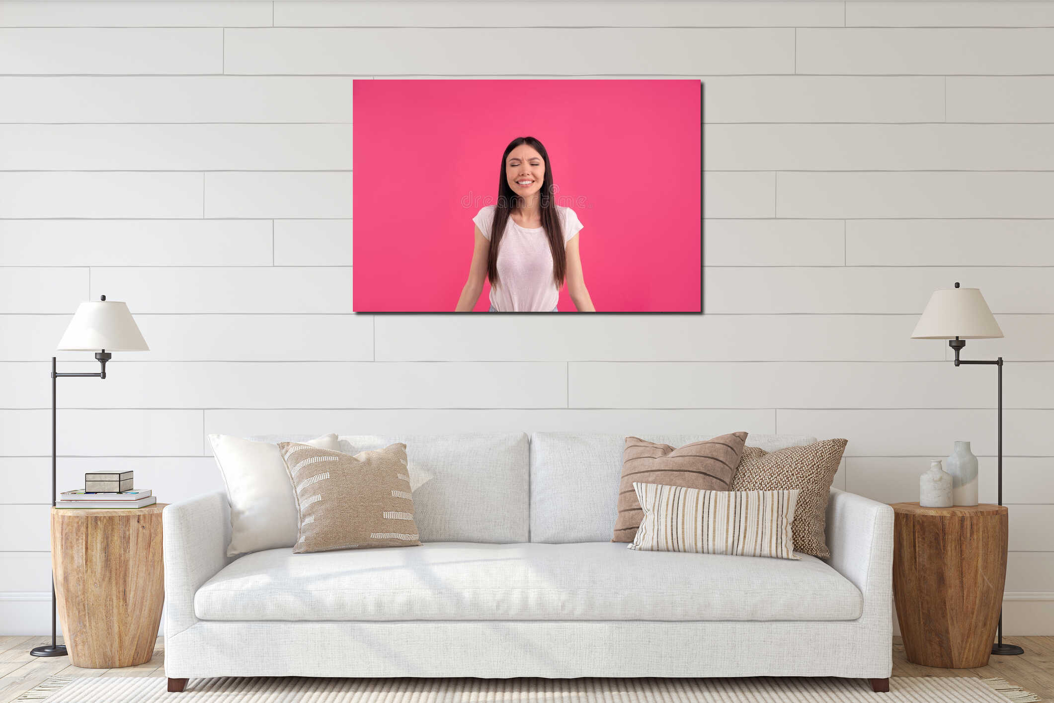 Canvas hanging interior mockup