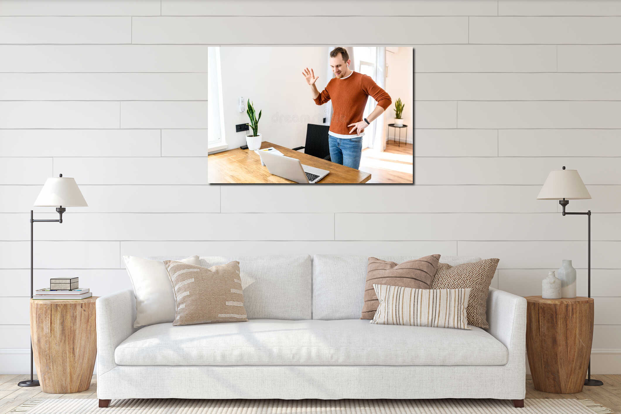 Canvas hanging interior mockup