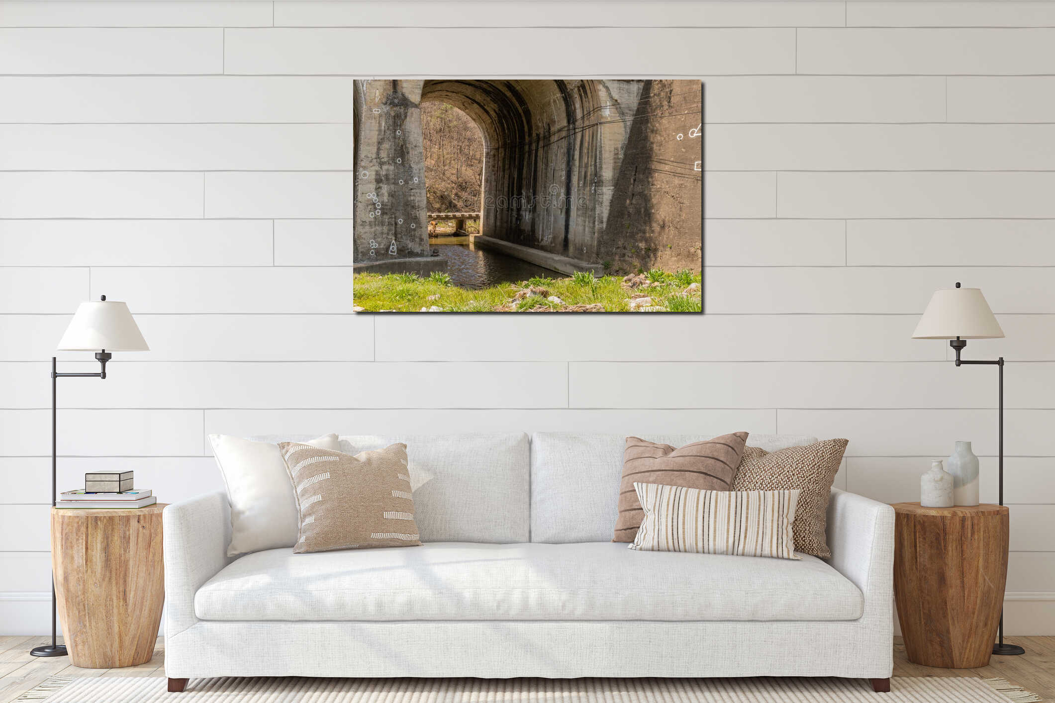 Canvas hanging interior mockup