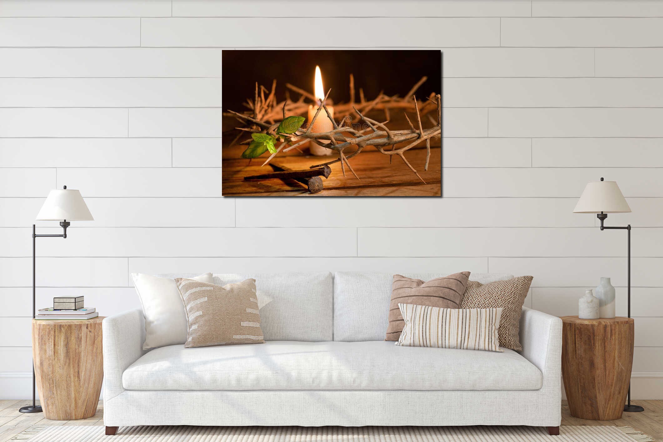 Canvas hanging interior mockup