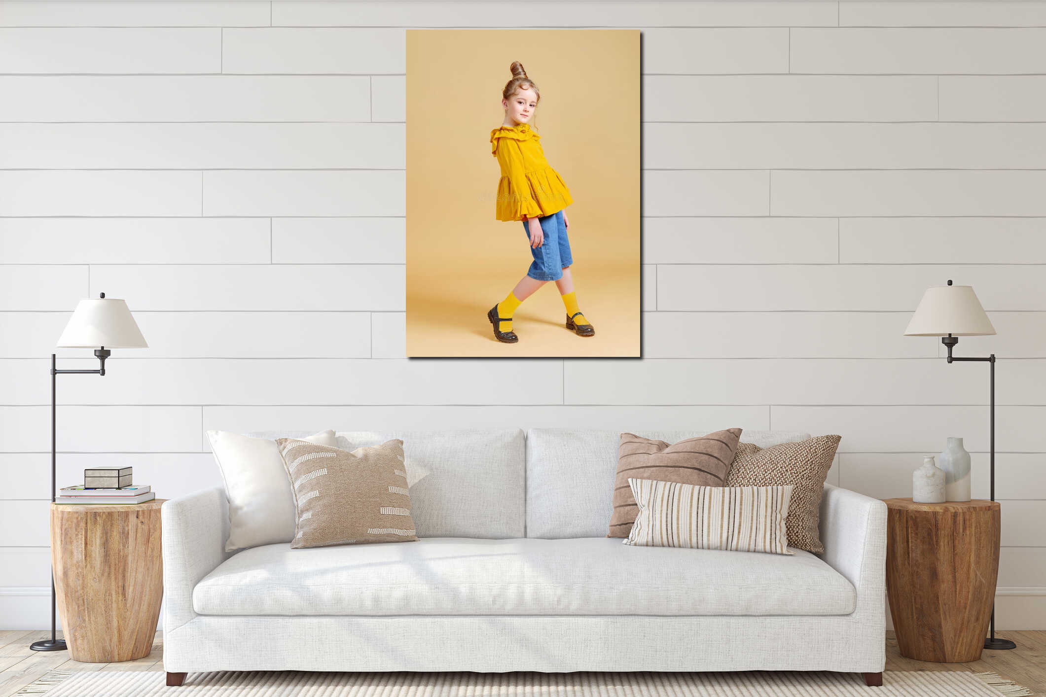 Canvas hanging interior mockup