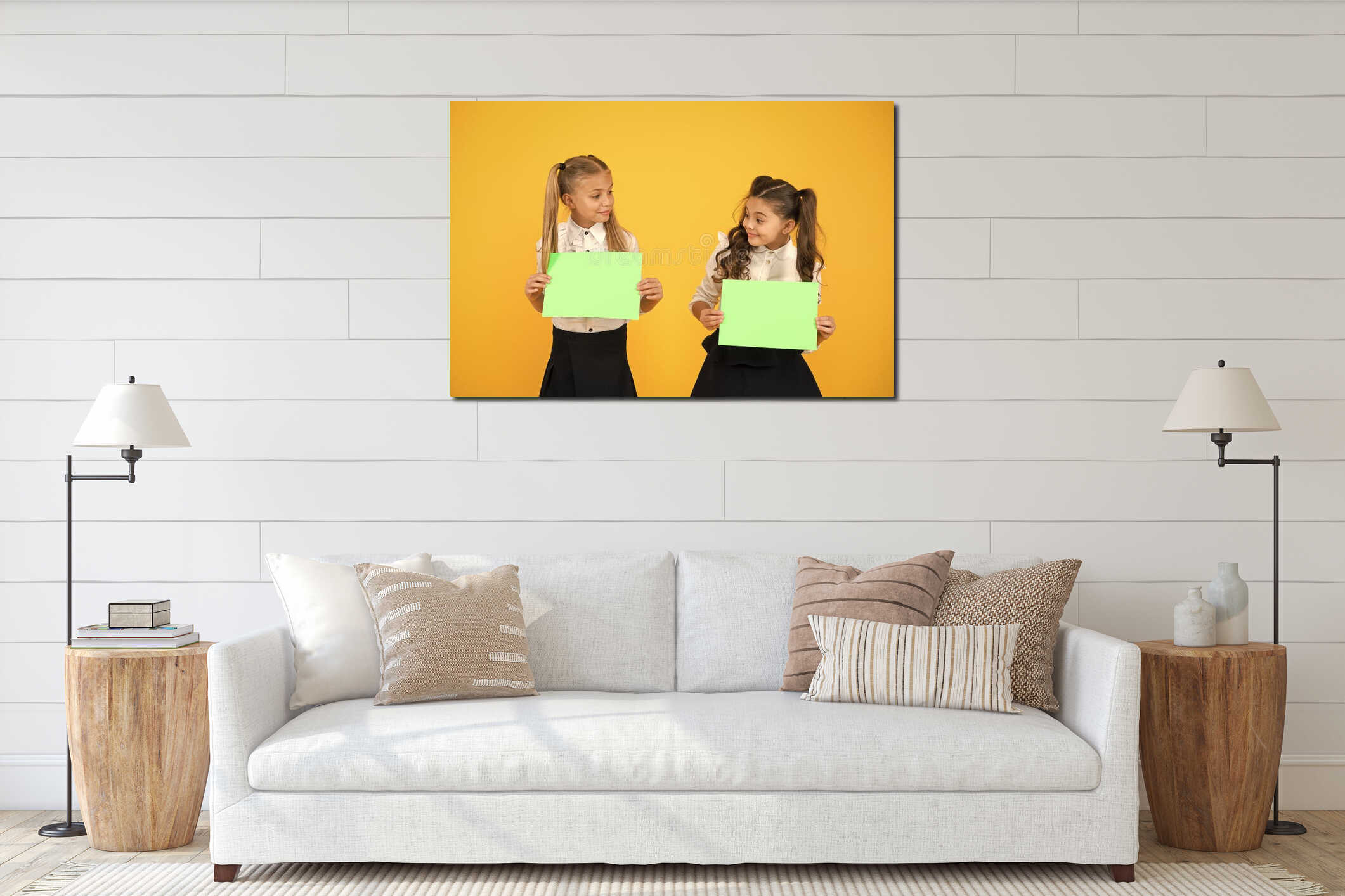 Canvas hanging interior mockup