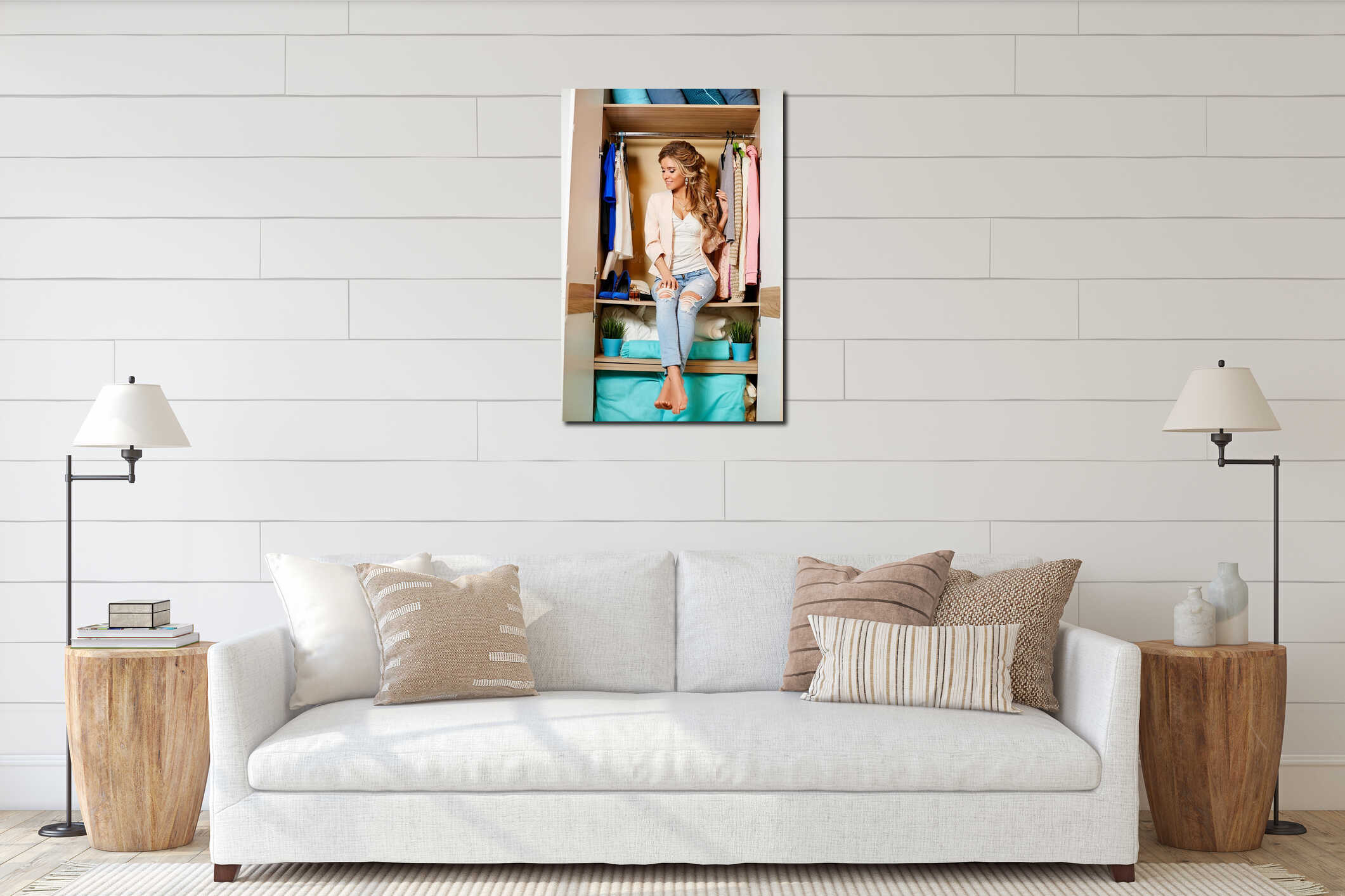 Canvas hanging interior mockup