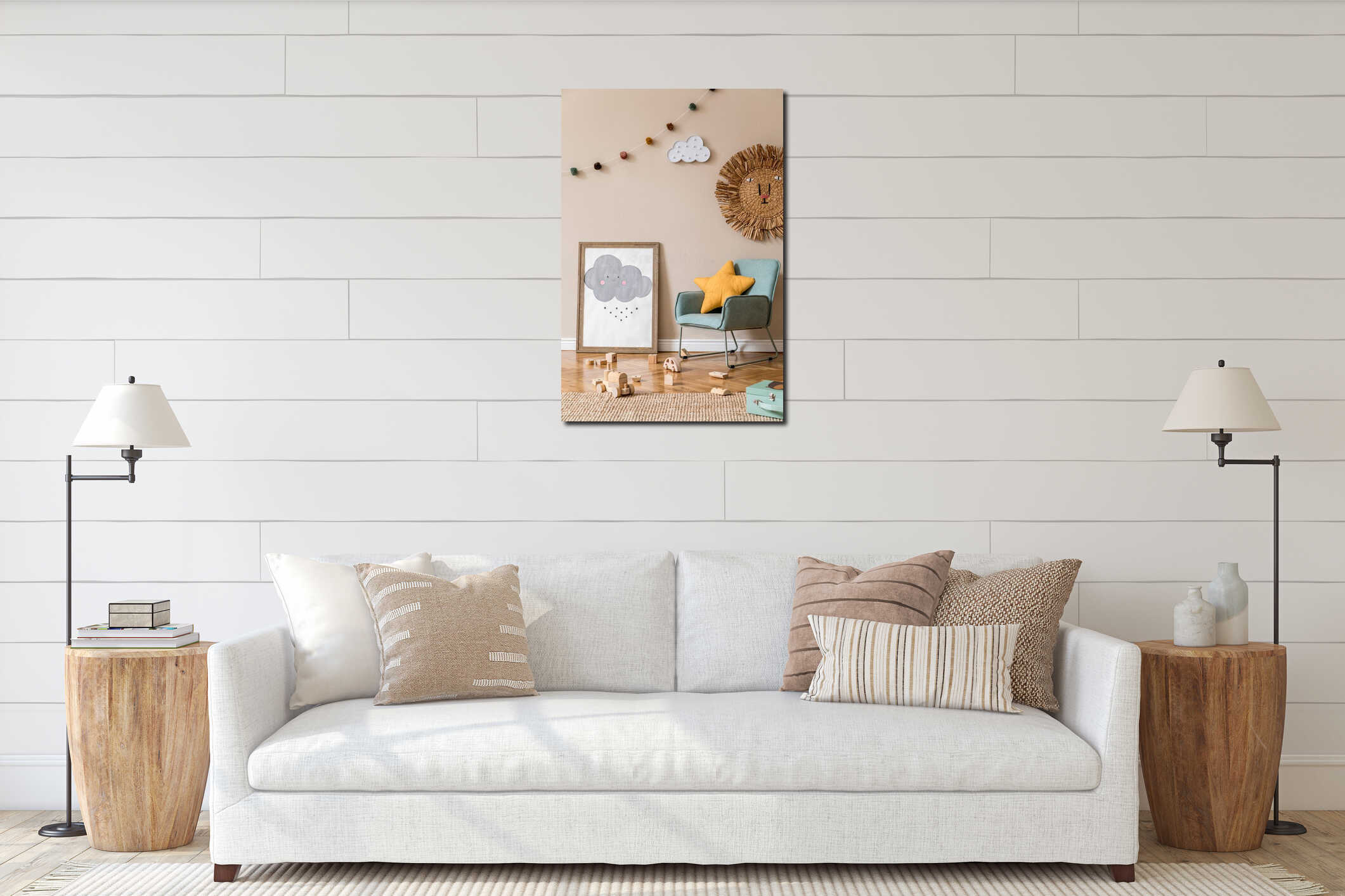 Canvas hanging interior mockup