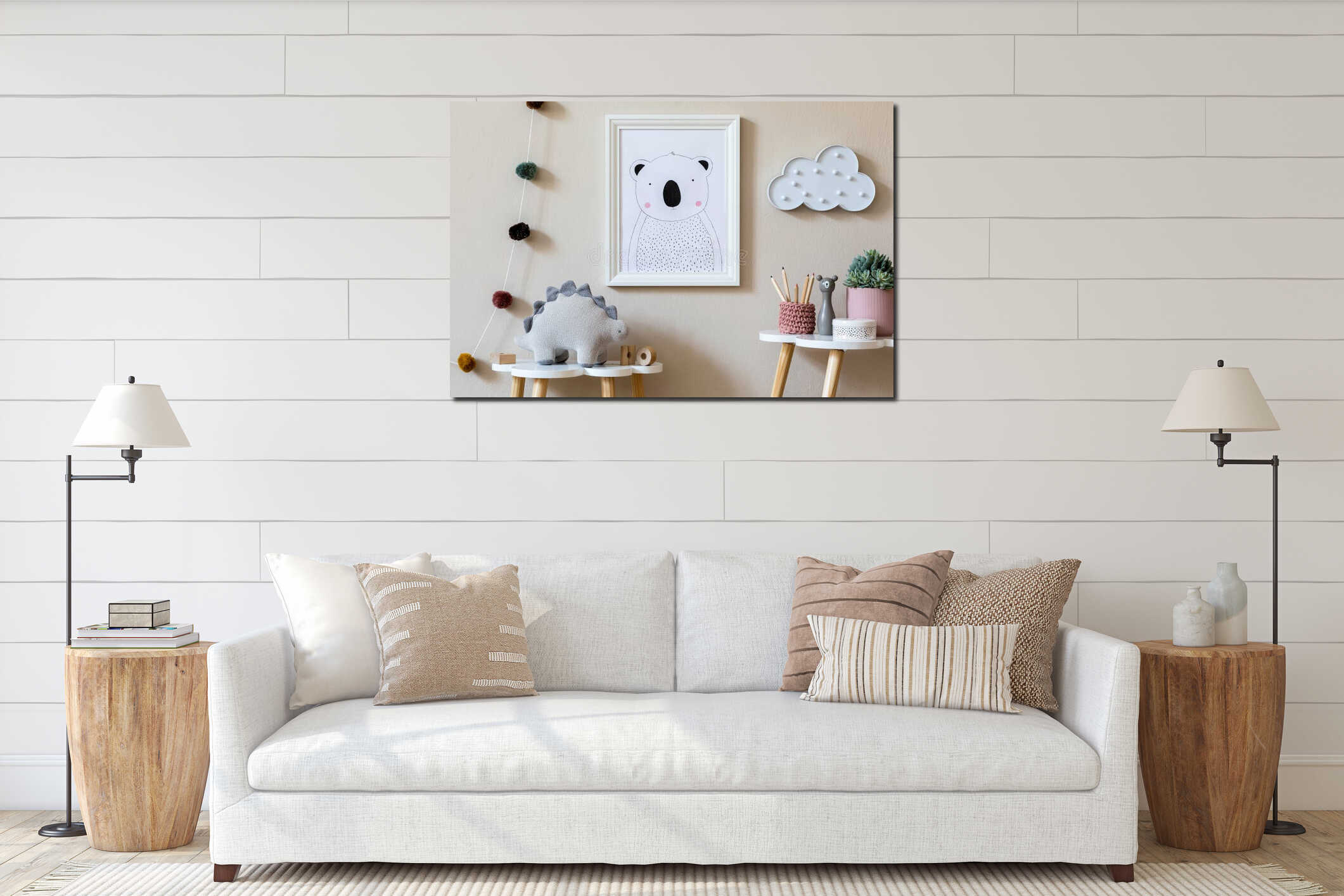 Canvas hanging interior mockup