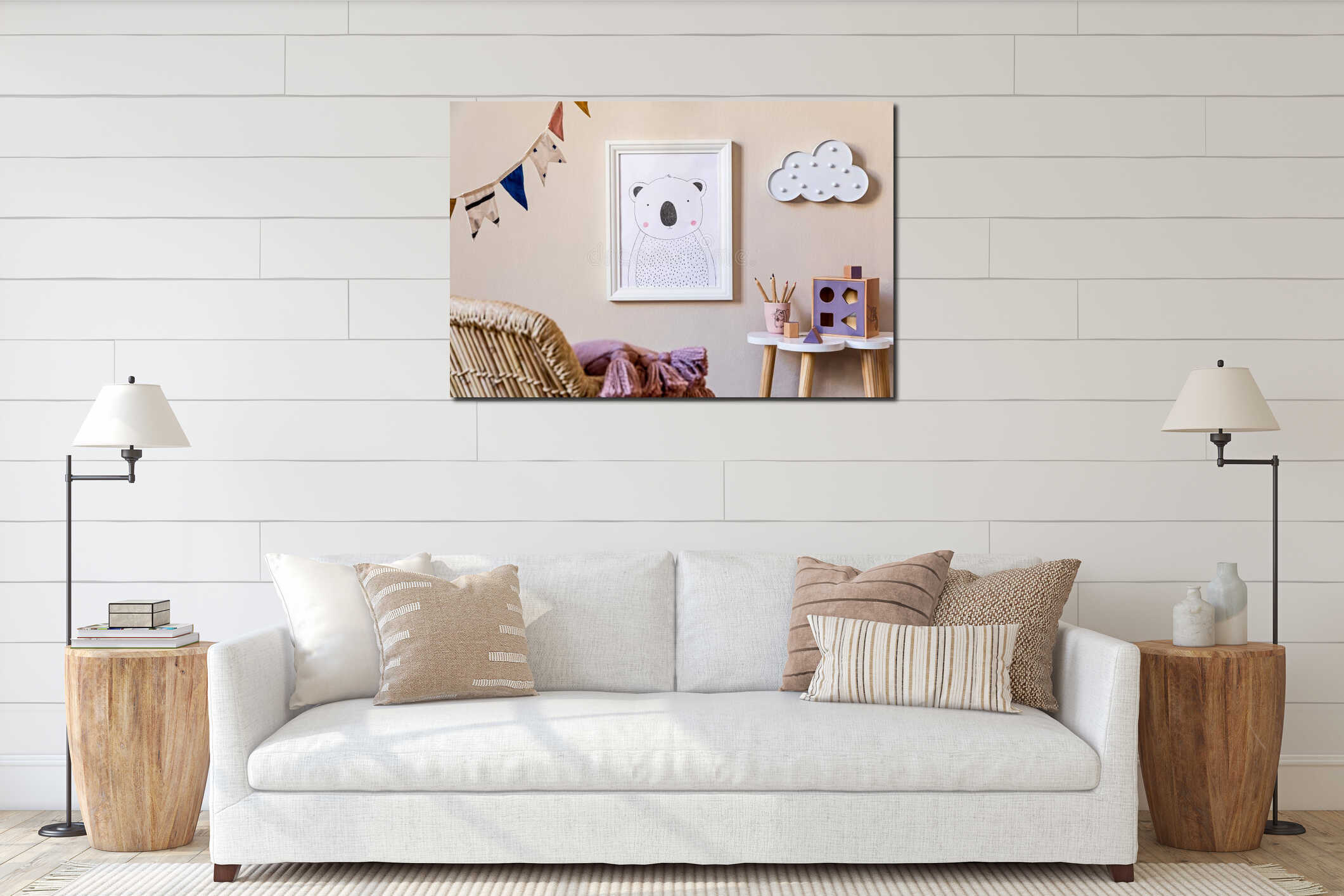 Canvas hanging interior mockup
