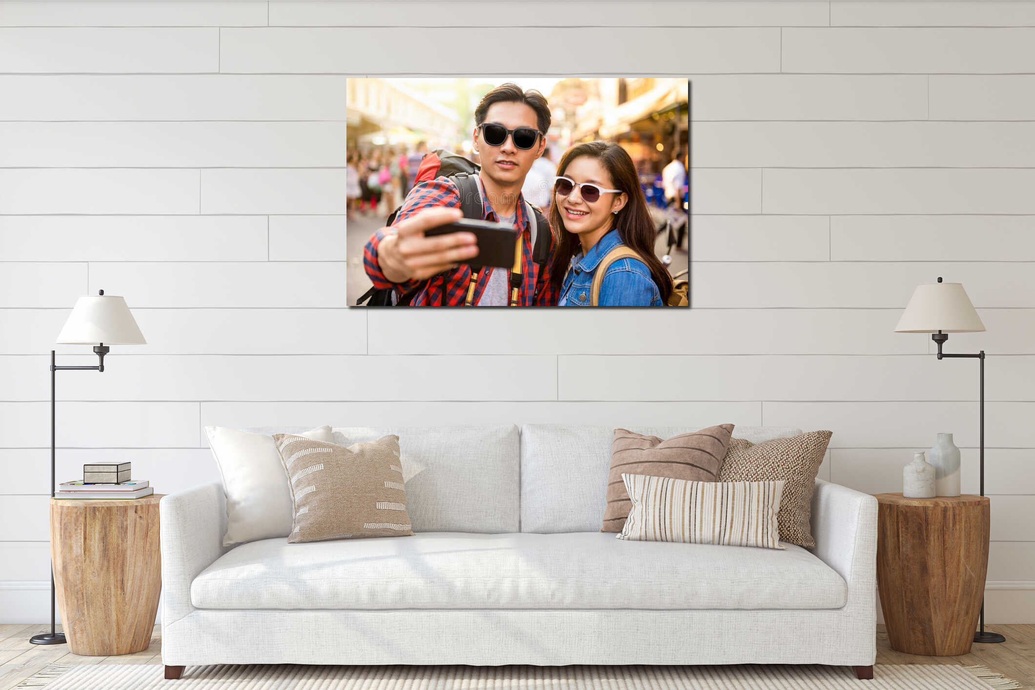 Canvas hanging interior mockup