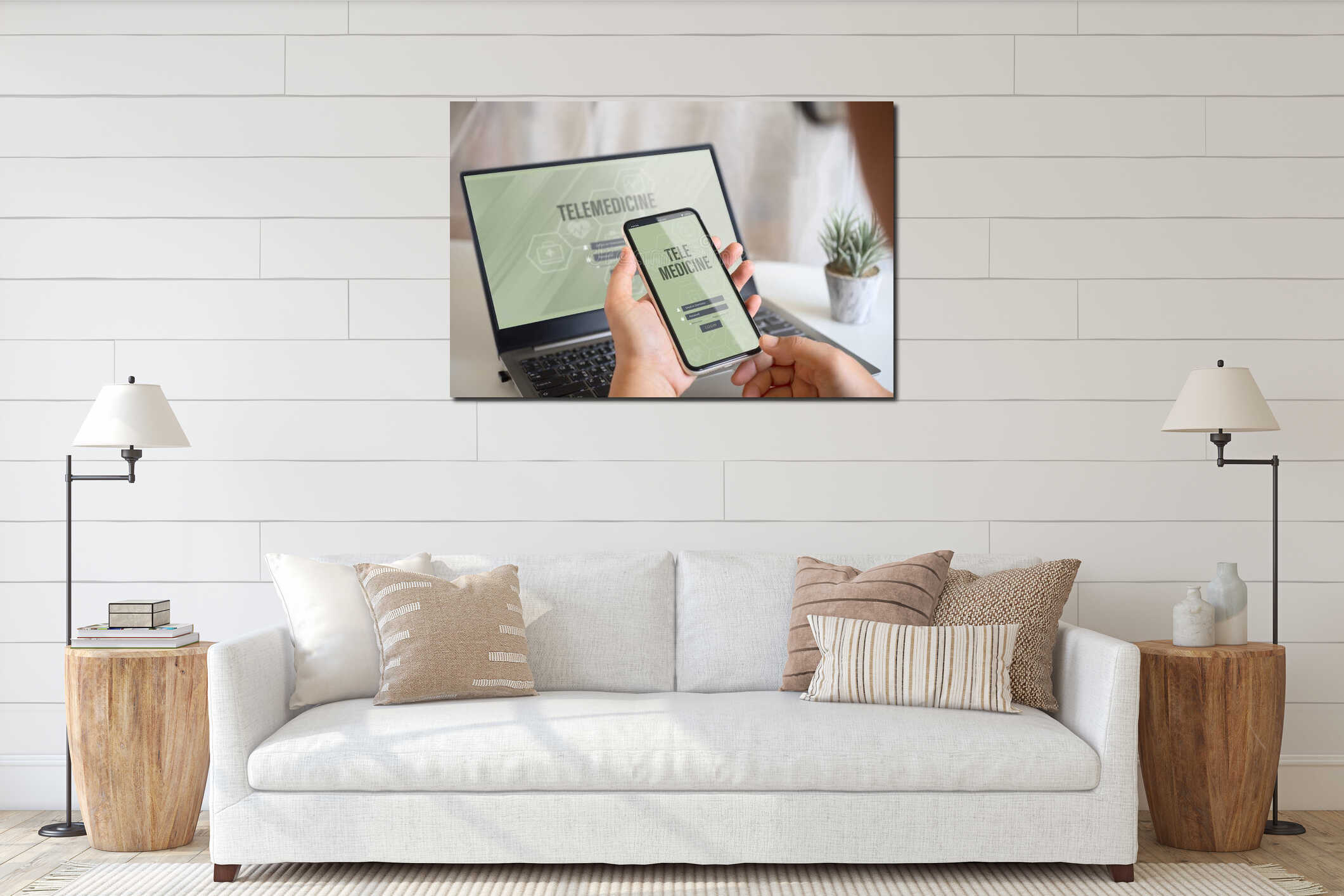 Canvas hanging interior mockup