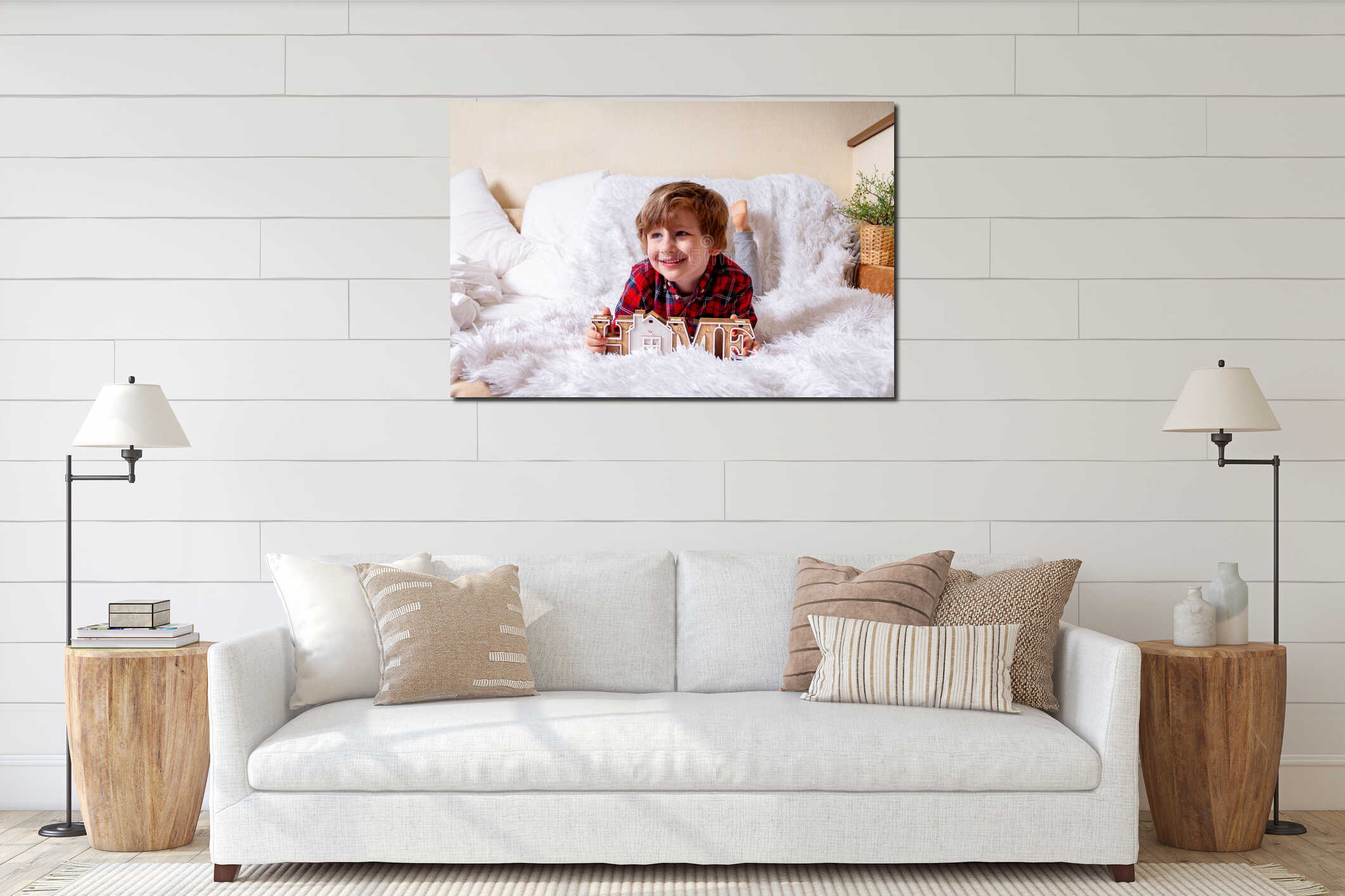 Canvas hanging interior mockup