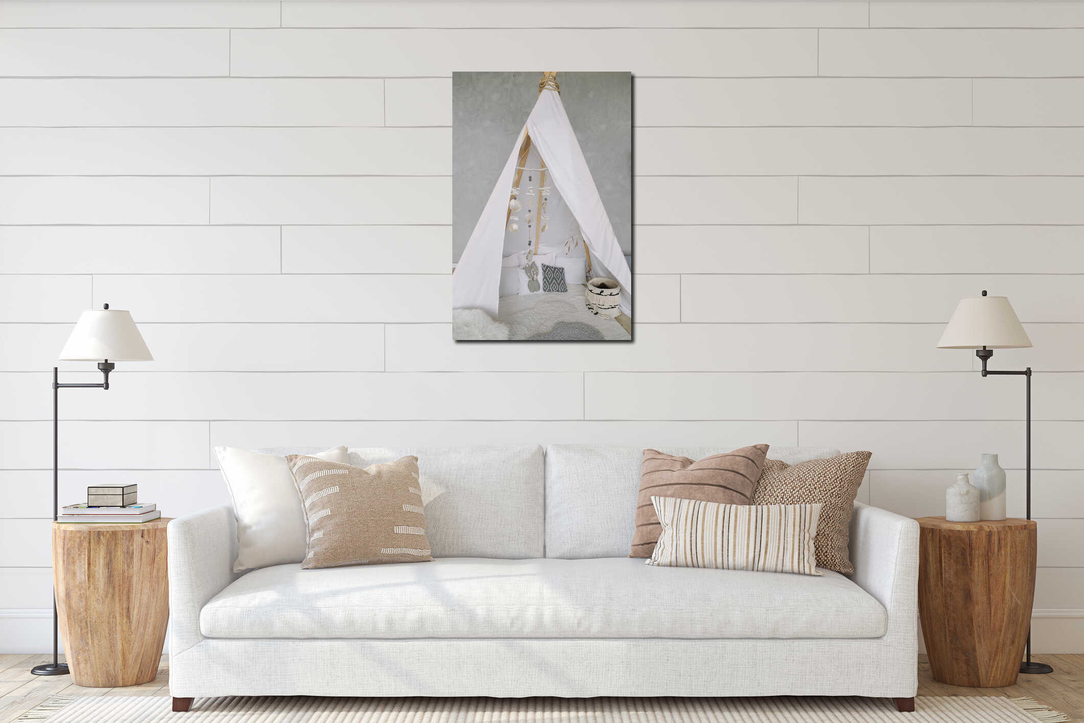 Canvas hanging interior mockup