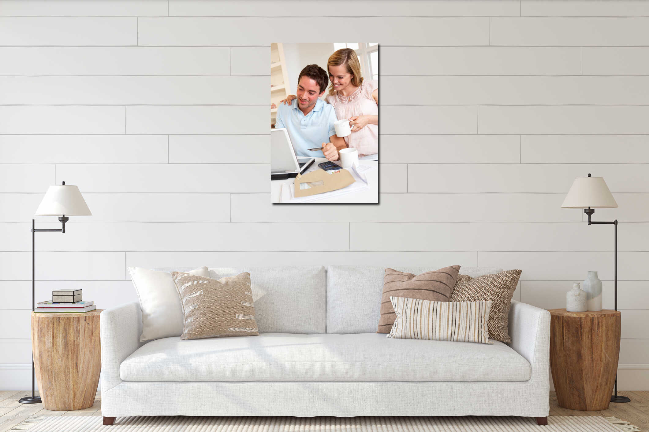 Canvas hanging interior mockup