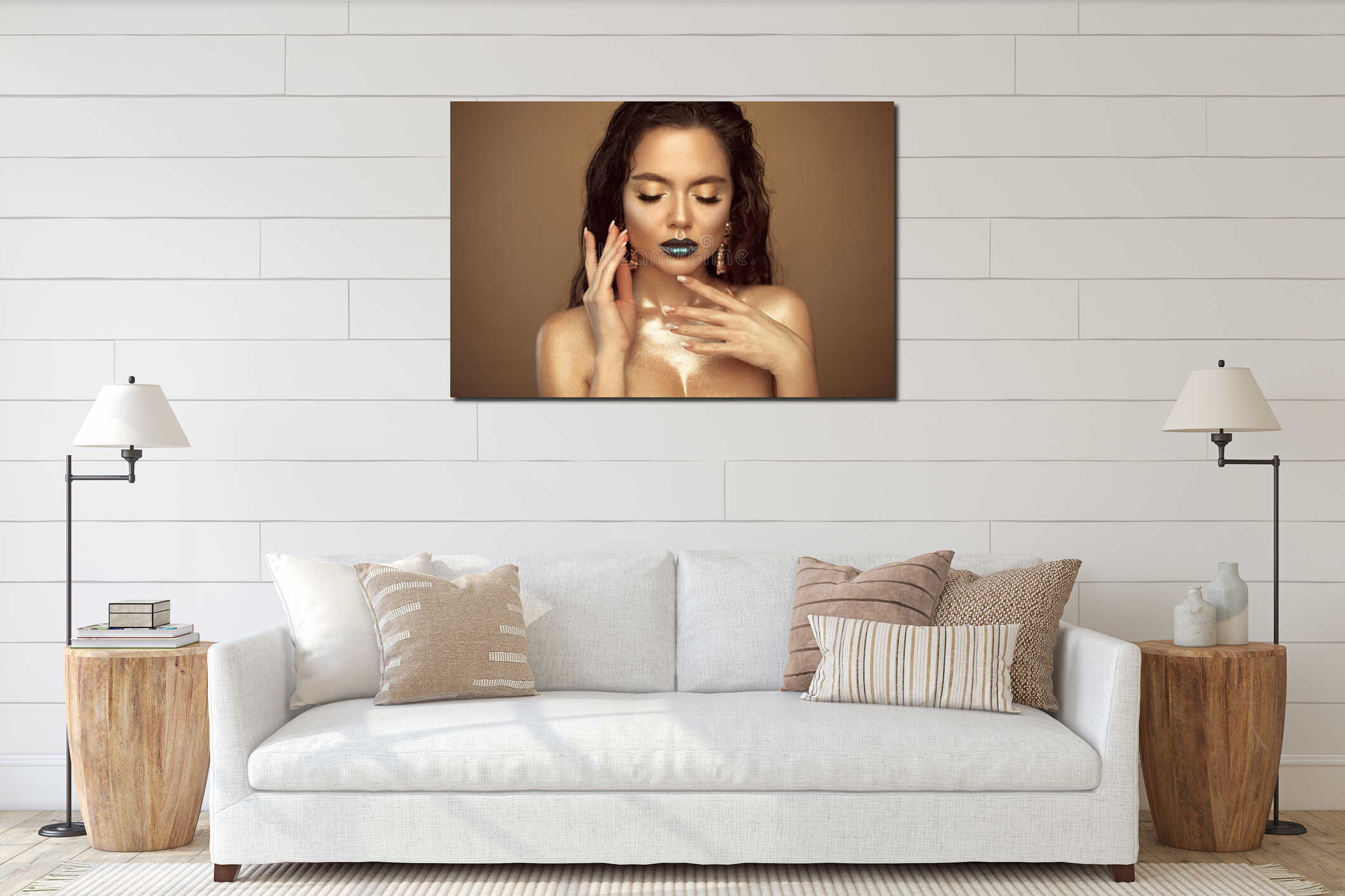 Canvas hanging interior mockup