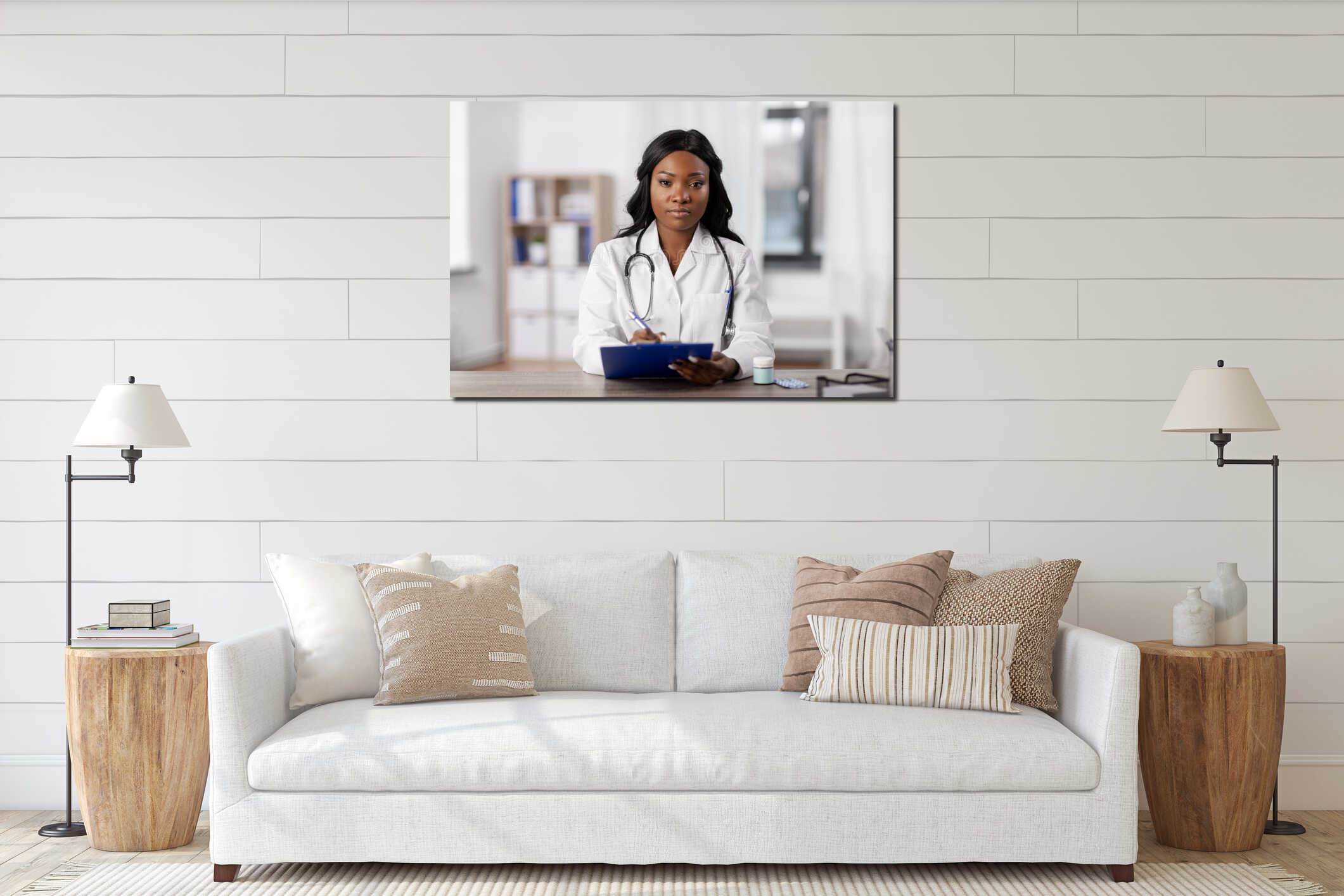 Canvas hanging interior mockup
