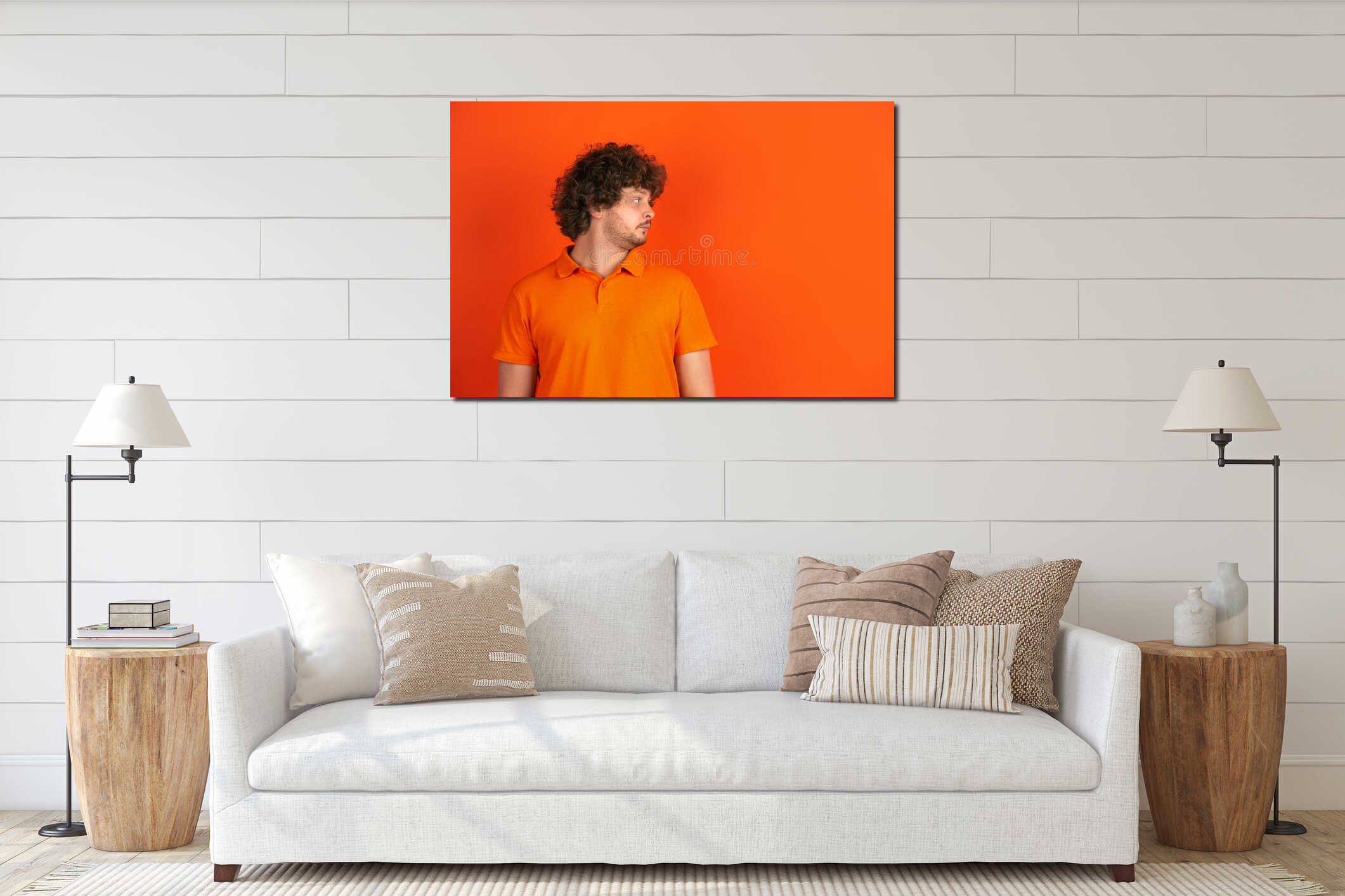 Canvas hanging interior mockup