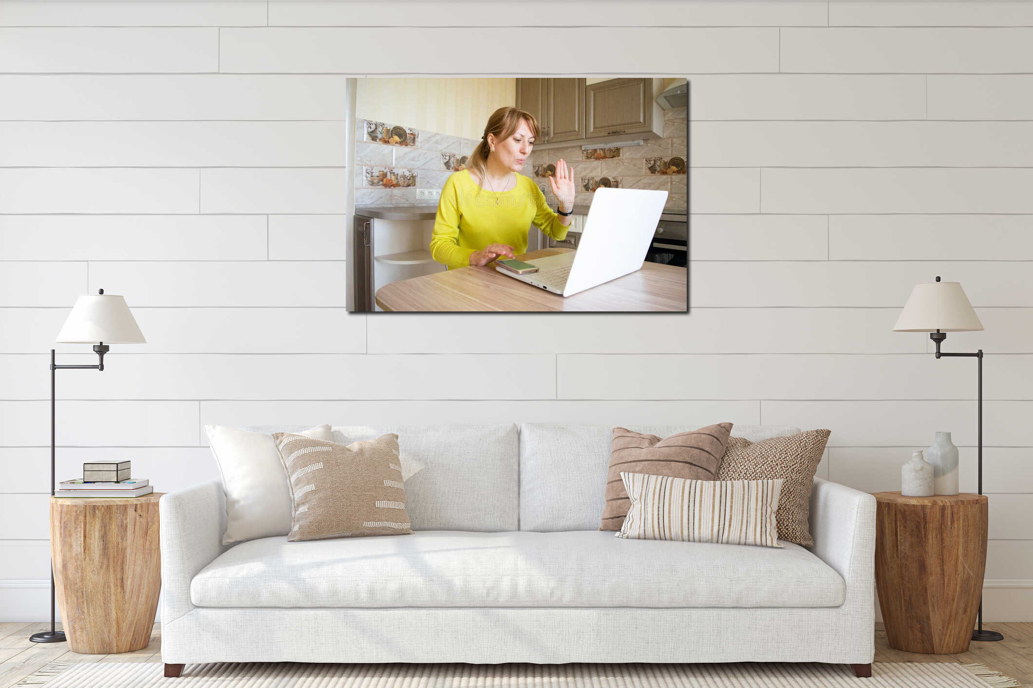 Canvas hanging interior mockup