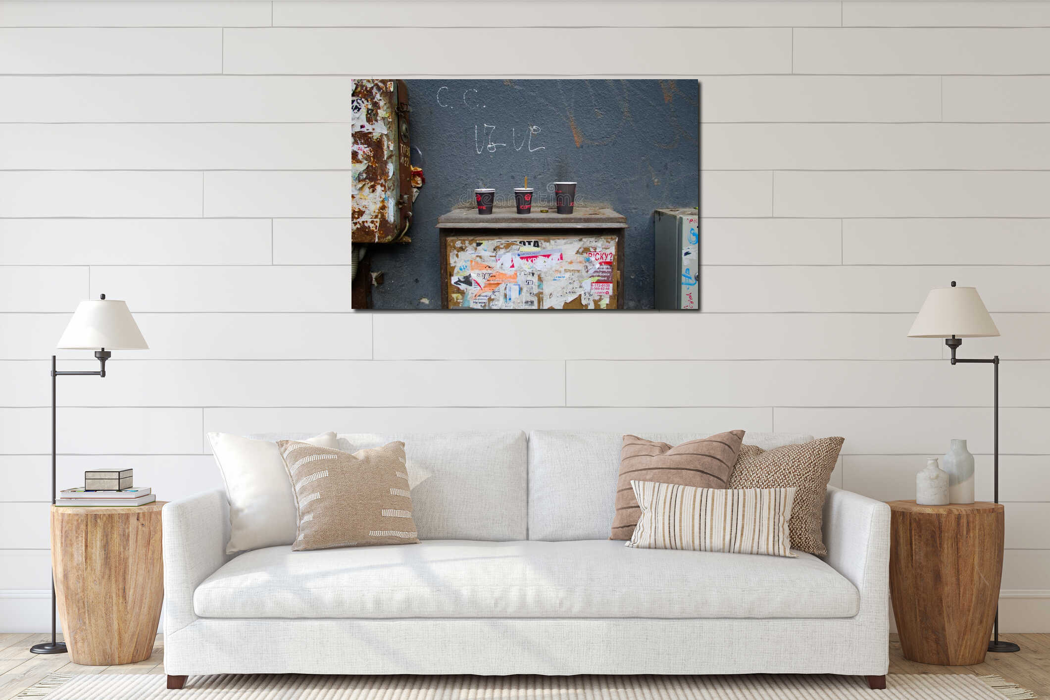 Canvas hanging interior mockup