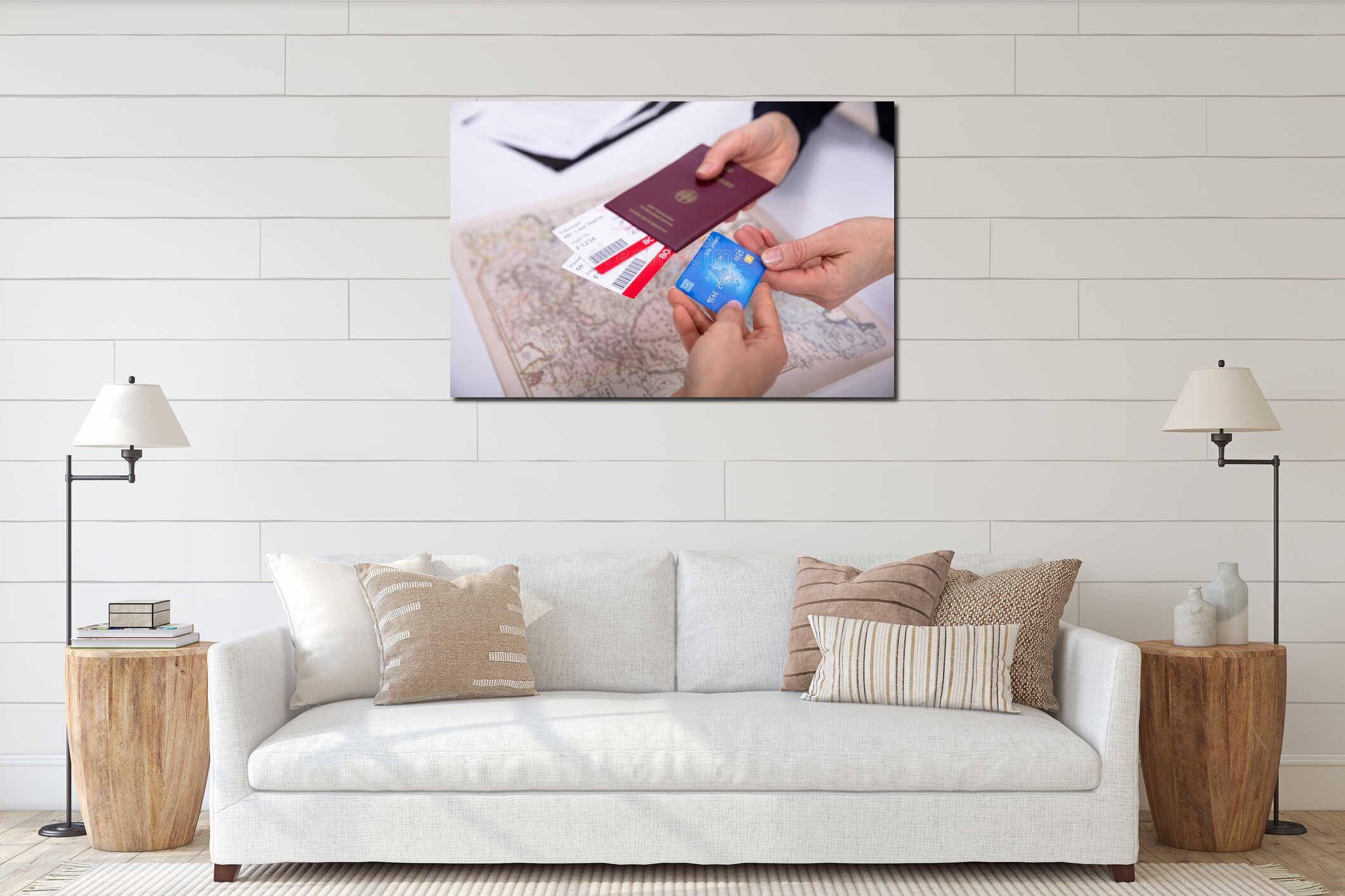 Canvas hanging interior mockup